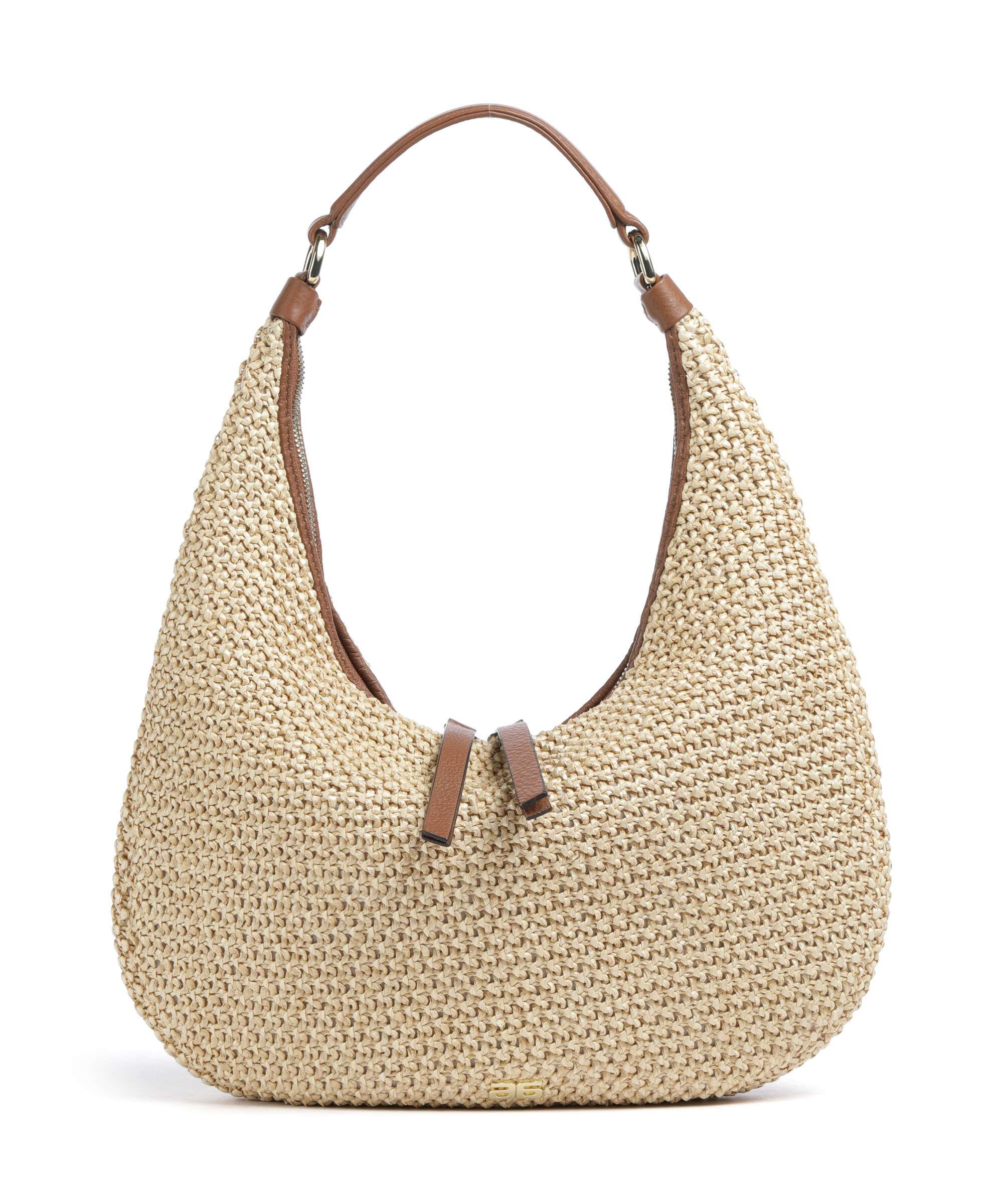 Abro Maglia Raffia Nana Small Hobo tas natural/nut