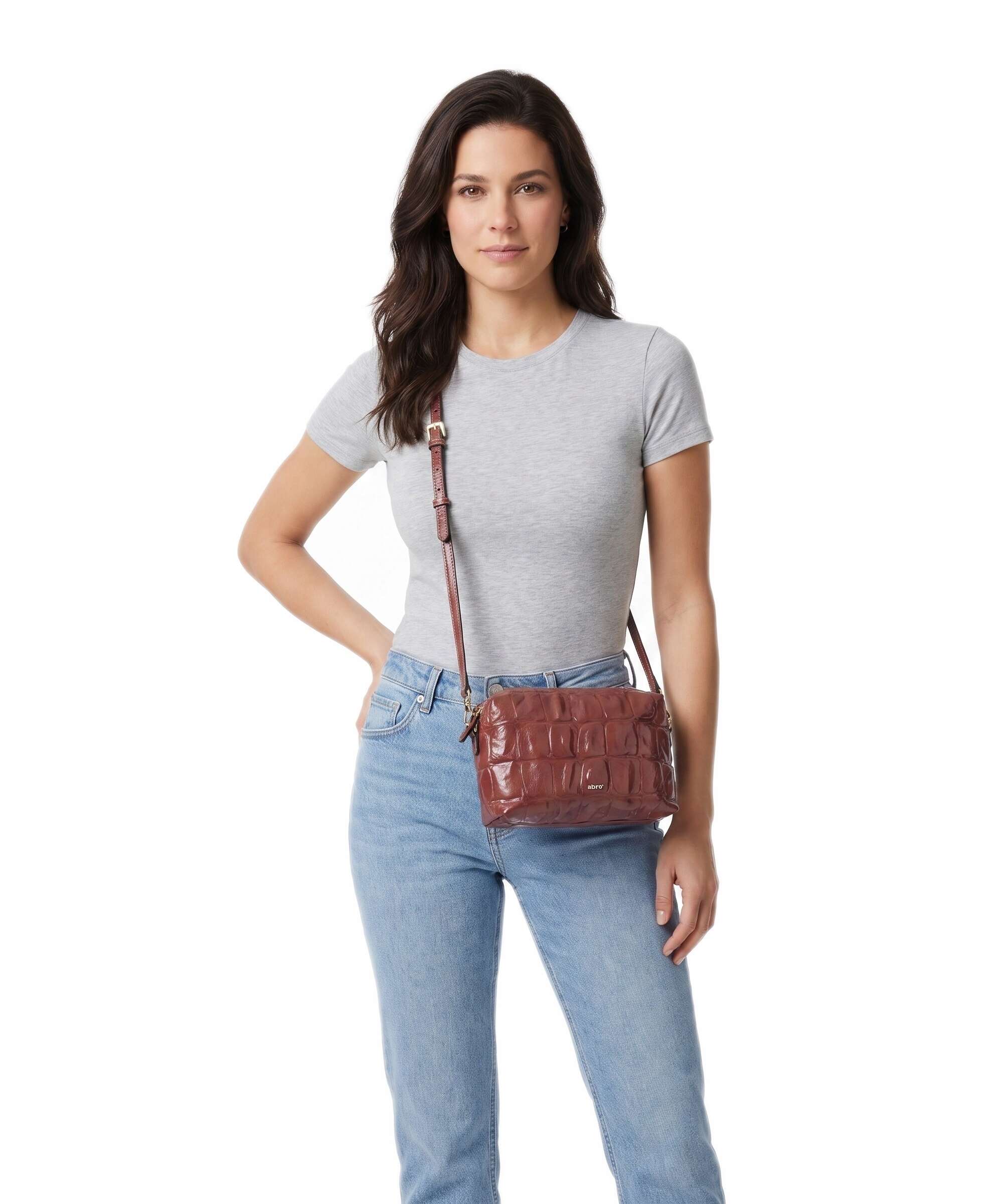 Abro Maxxi Cocco Kaia Crossbody tas rosewood - Image 3
