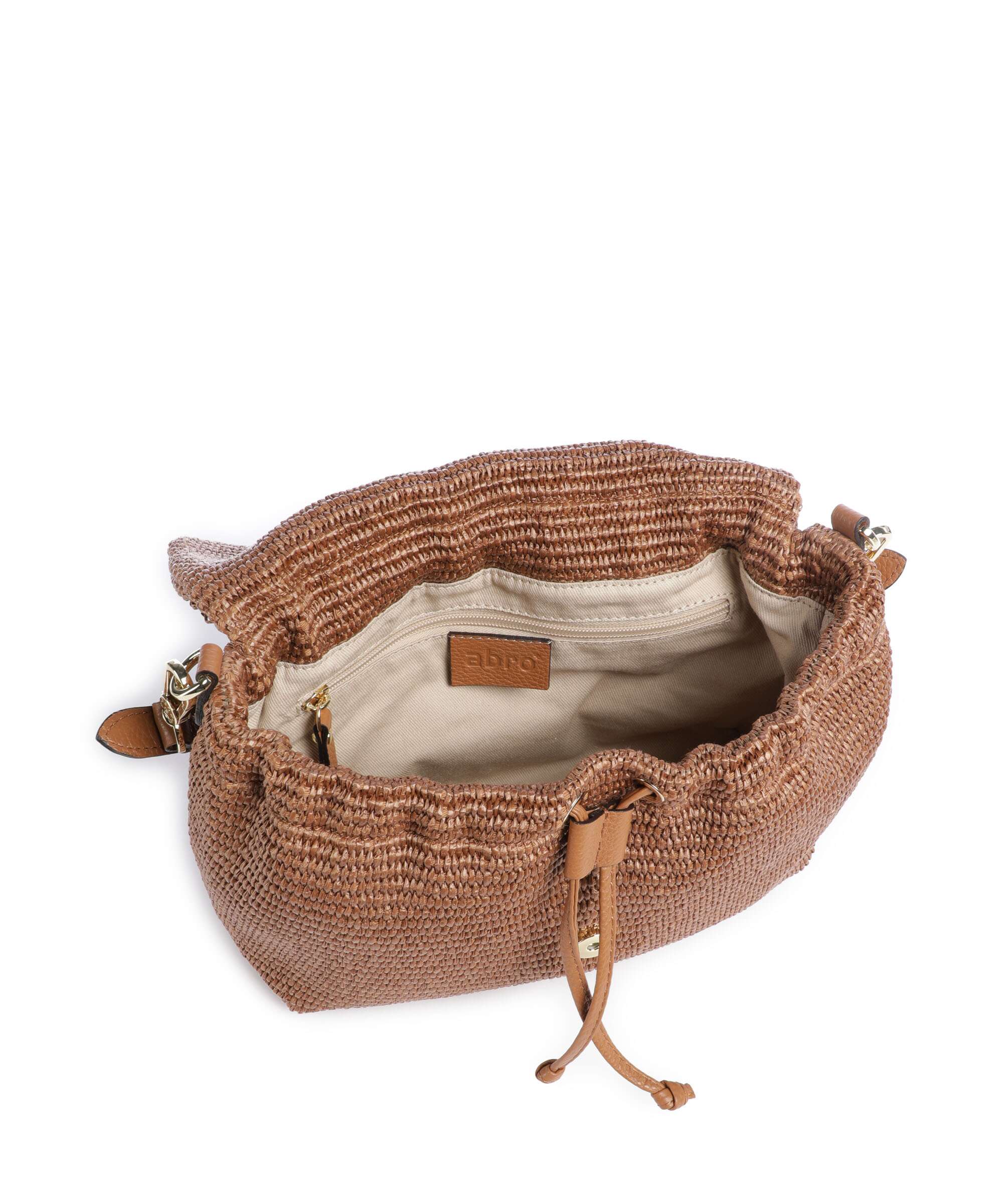 Abro Raffia Classica Temi Medium Schoudertas caramel/cognac - Image 7