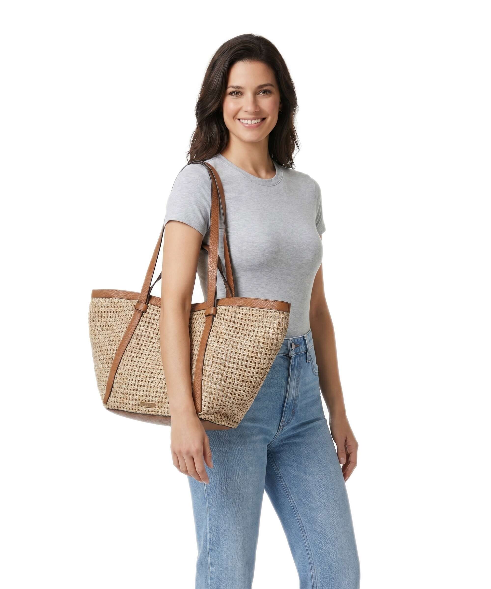 Abro Raffia Cordino Cosmo Large Boodschappentas caramel/cognac - Image 3
