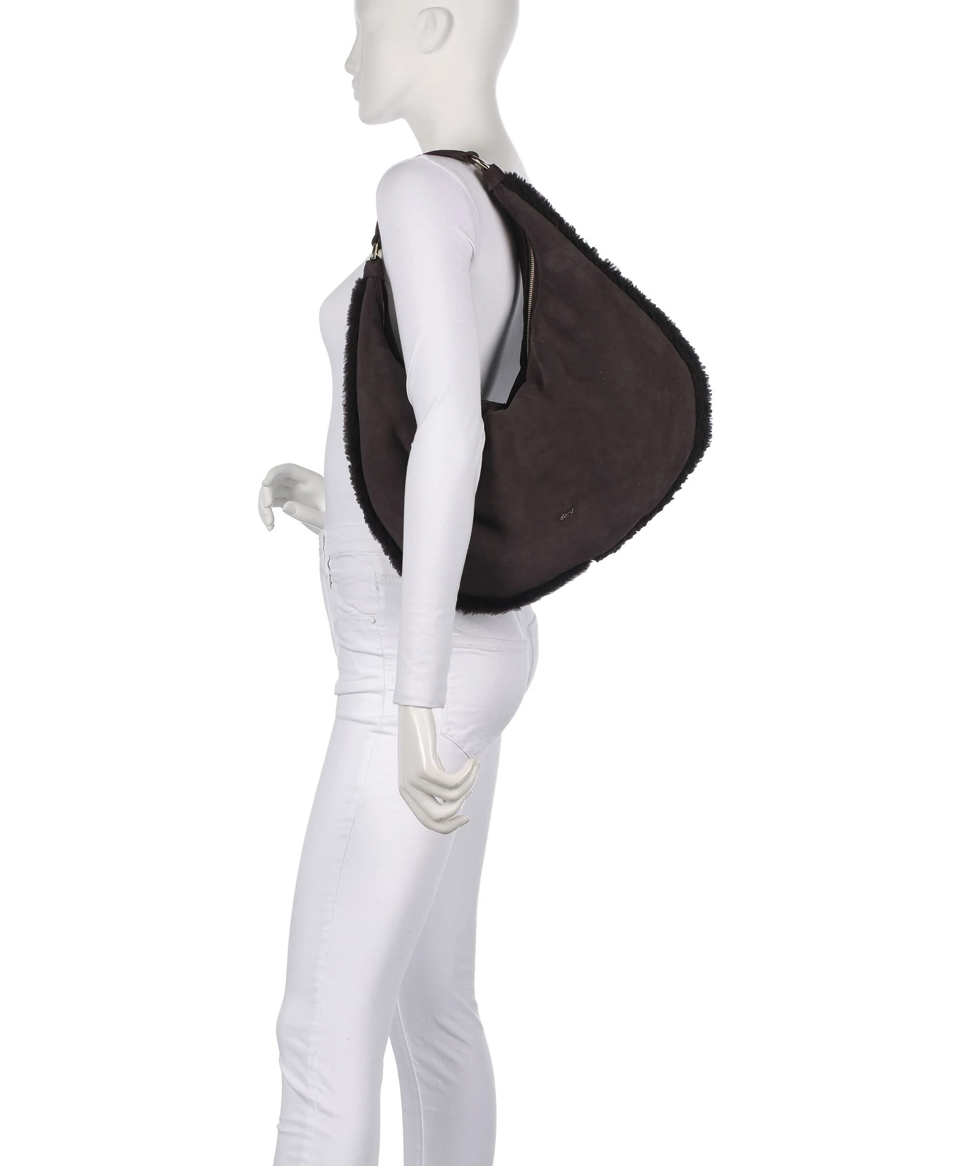 Abro Shearling Nana Big Hobo tas dark brown - Image 3