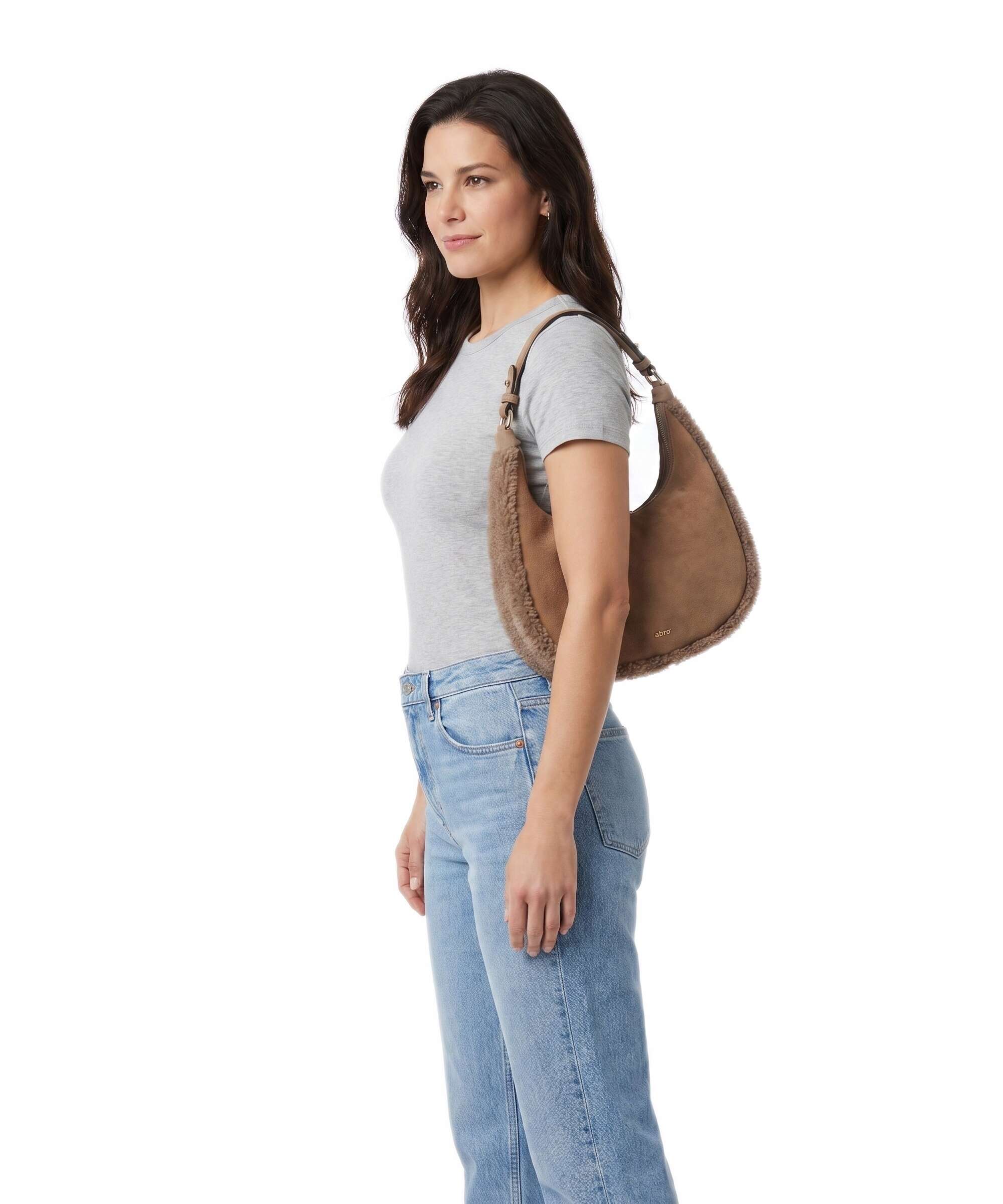 Abro Shearling Nana Mini Schoudertas cappuccino - Image 3