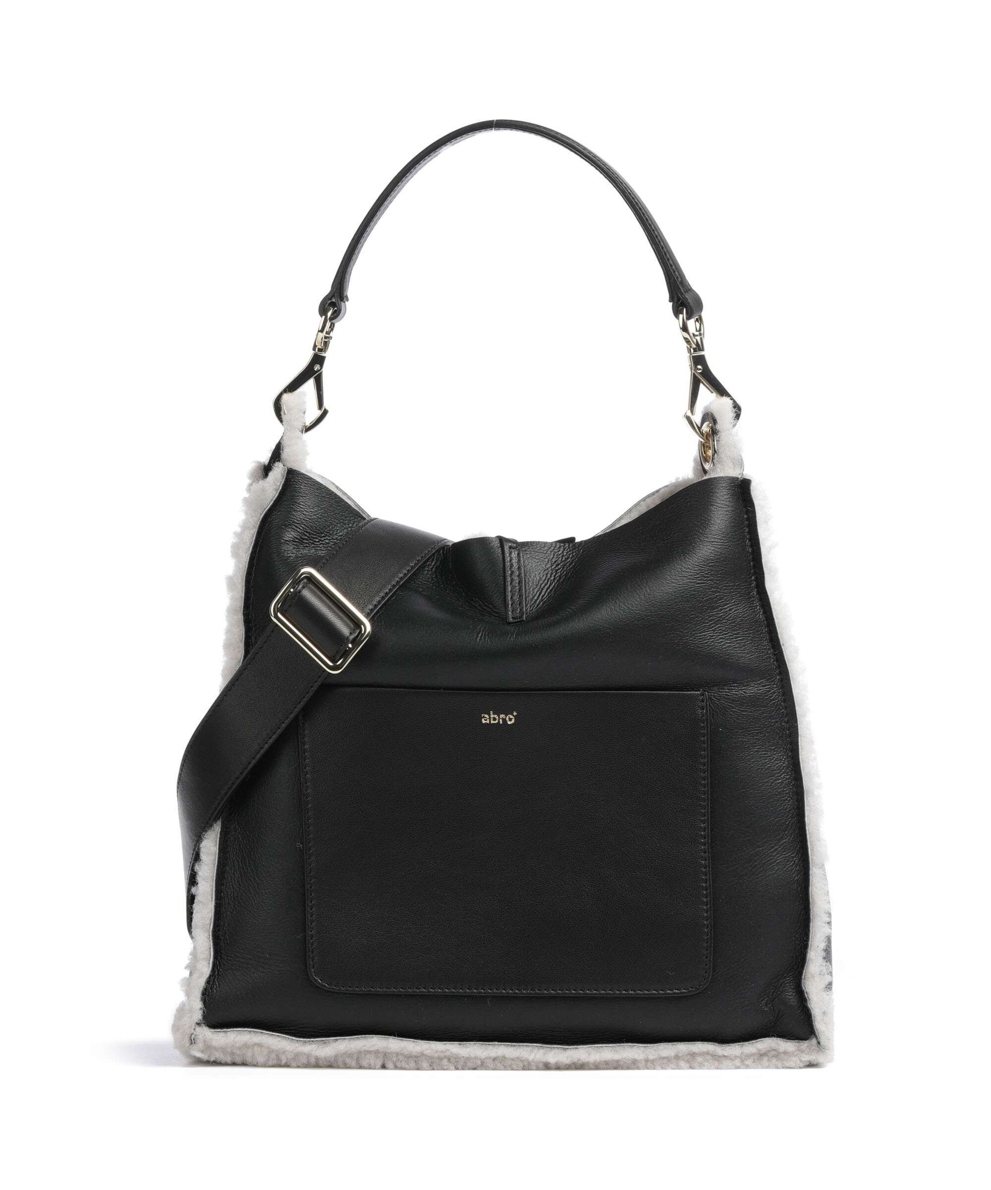 Abro Shearling Raquel Hobo tas black/white