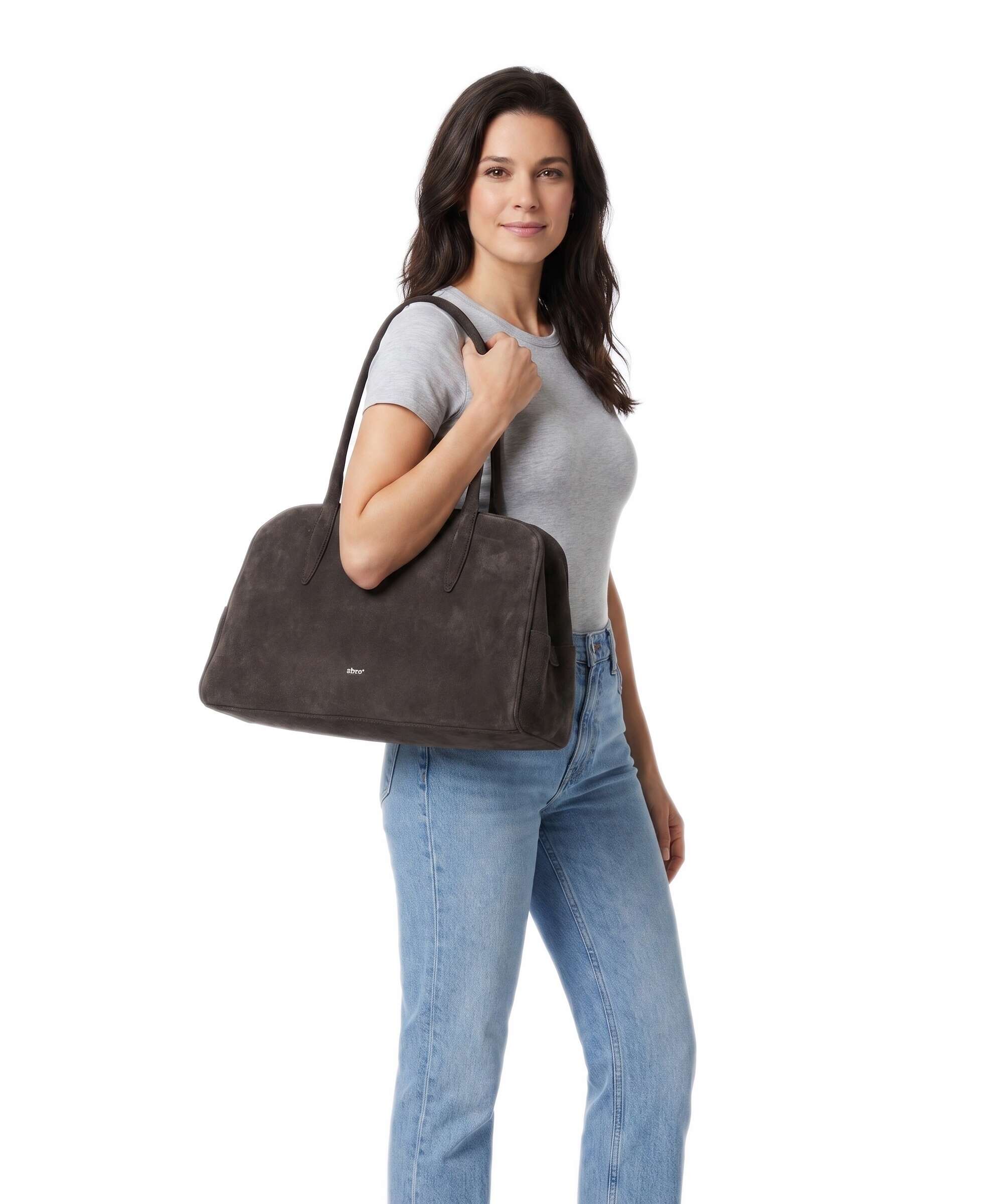 Abro Suede Amara Schoudertas dark brown - Image 3