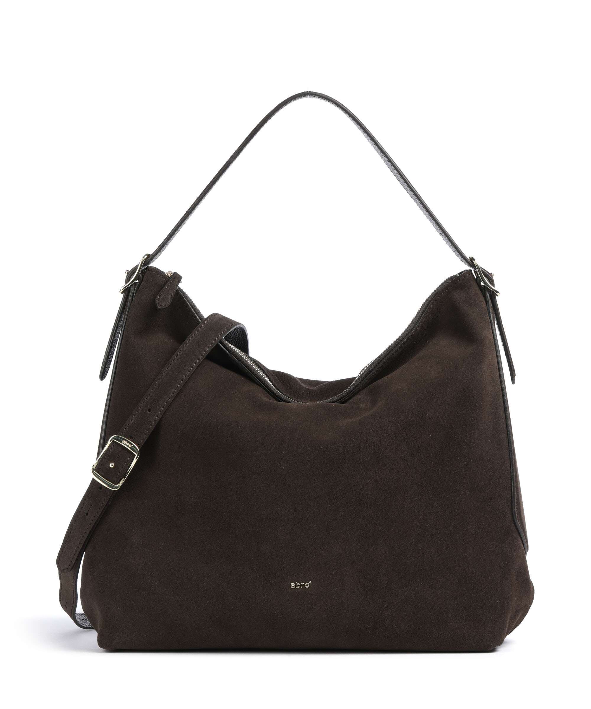 Abro Suede Carina Hobo tas dark brown