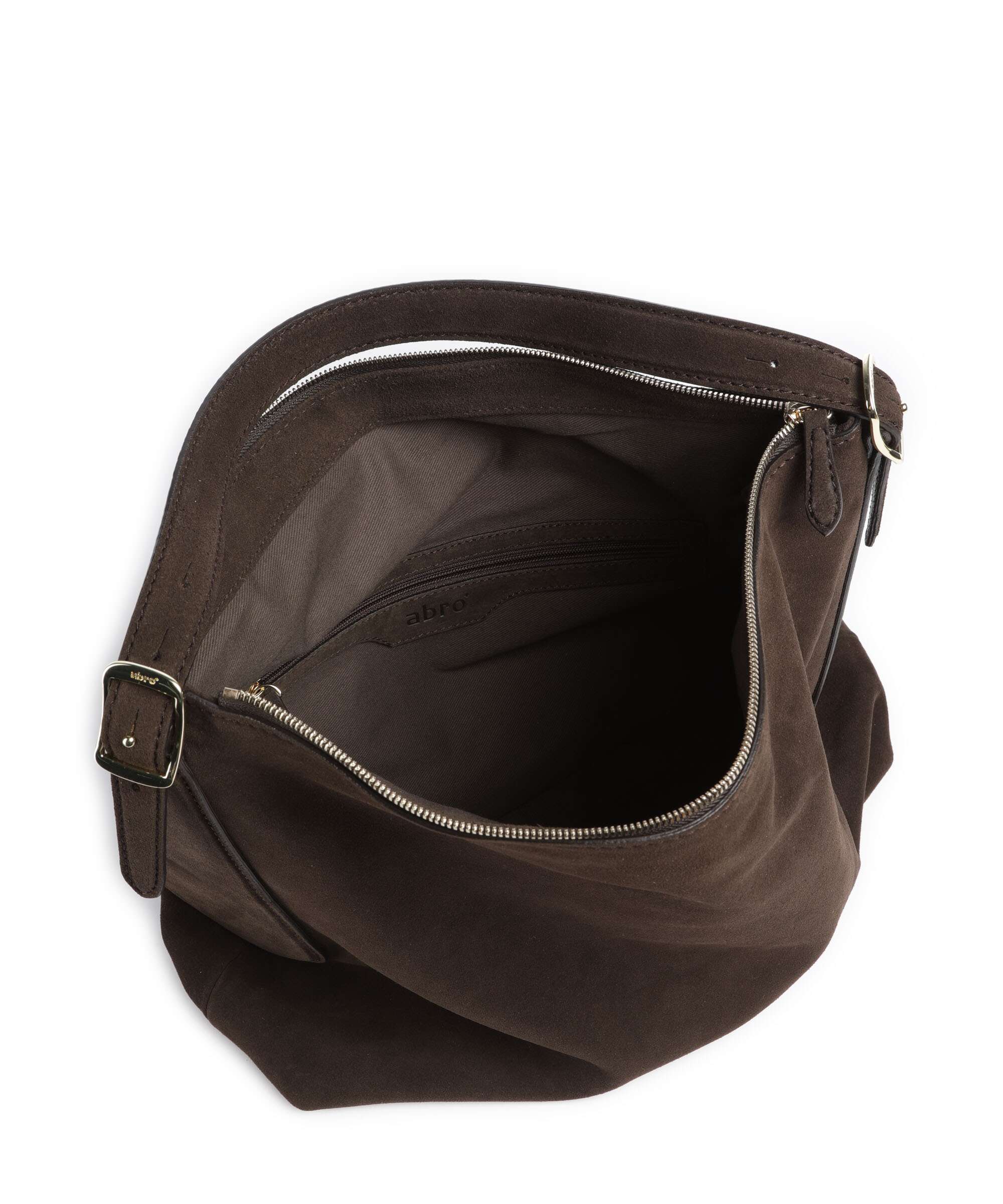 Abro Suede Carina Hobo tas dark brown - Image 6
