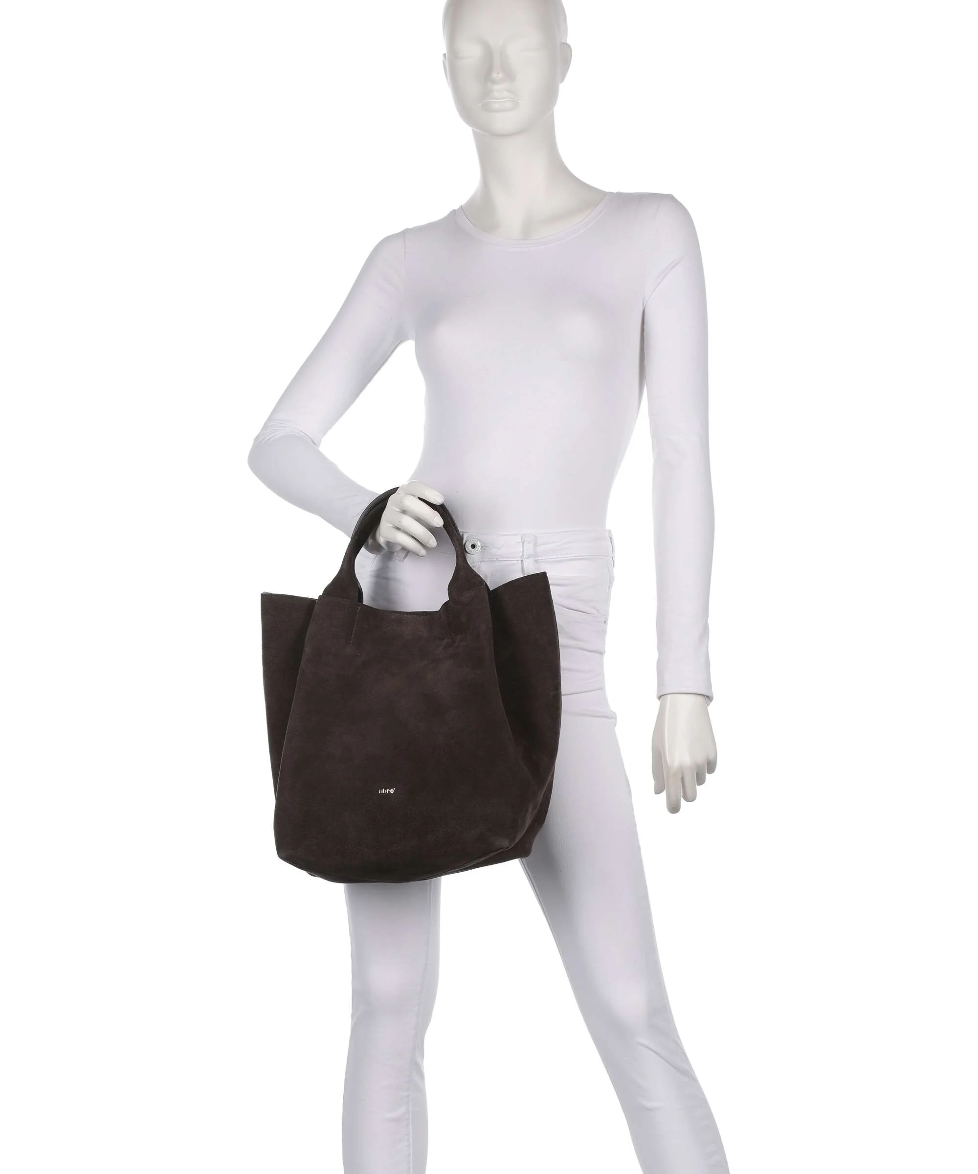 Abro Suede Essential Medium Handtas dark brown - Image 3
