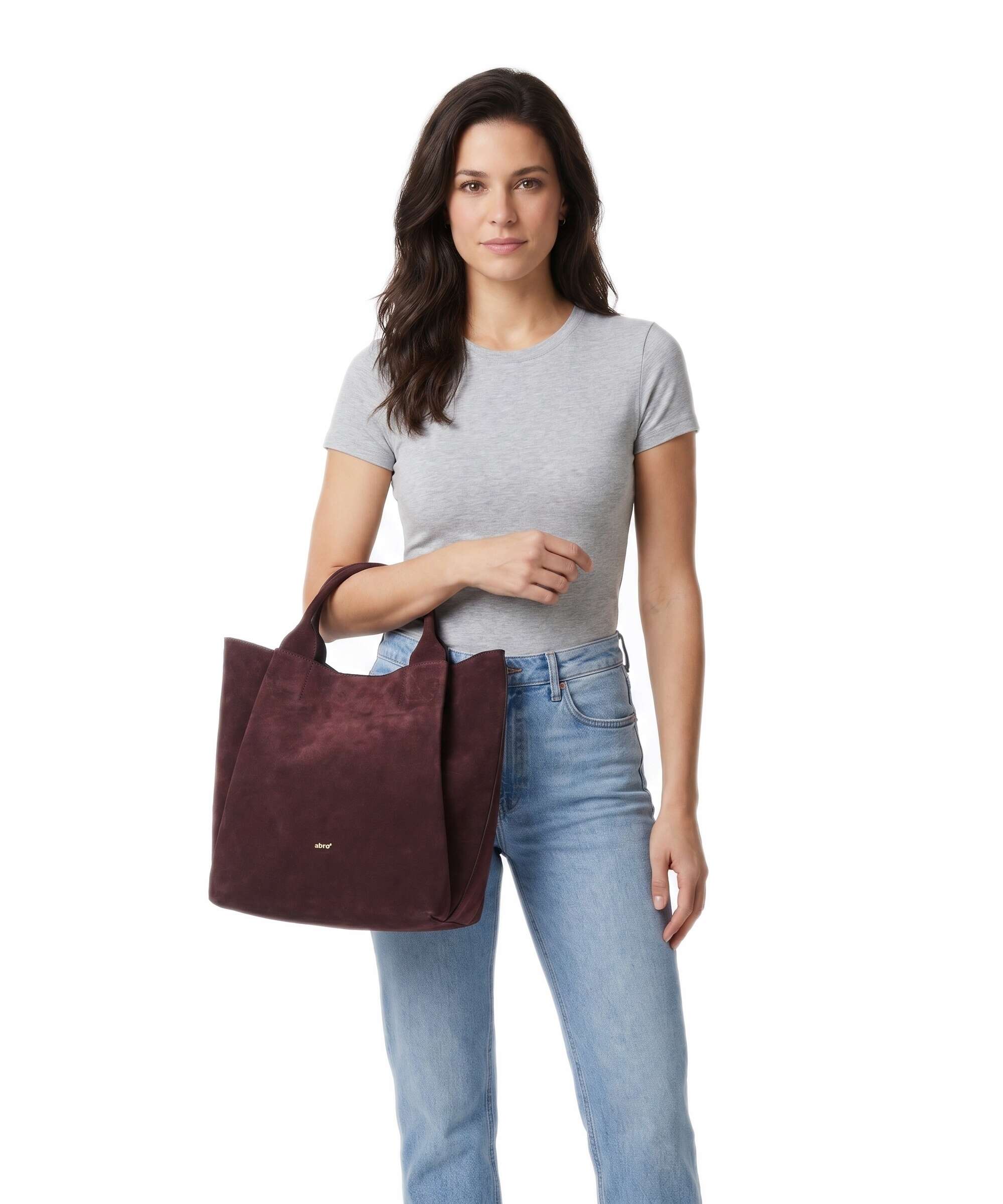 Abro Suede Essential Medium Handtas burgundy - Image 3