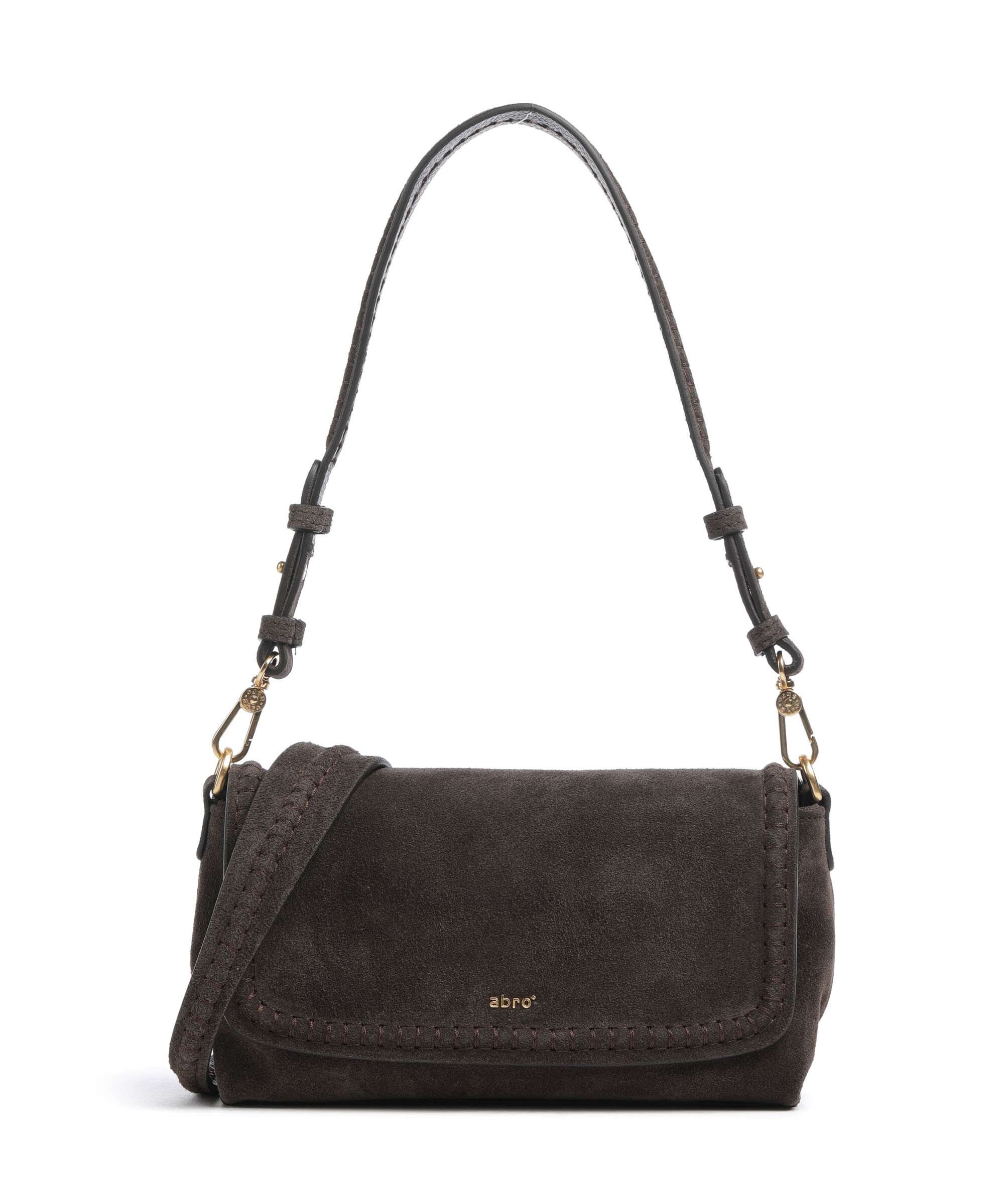 Abro Suede Signature Schoudertas dark brown