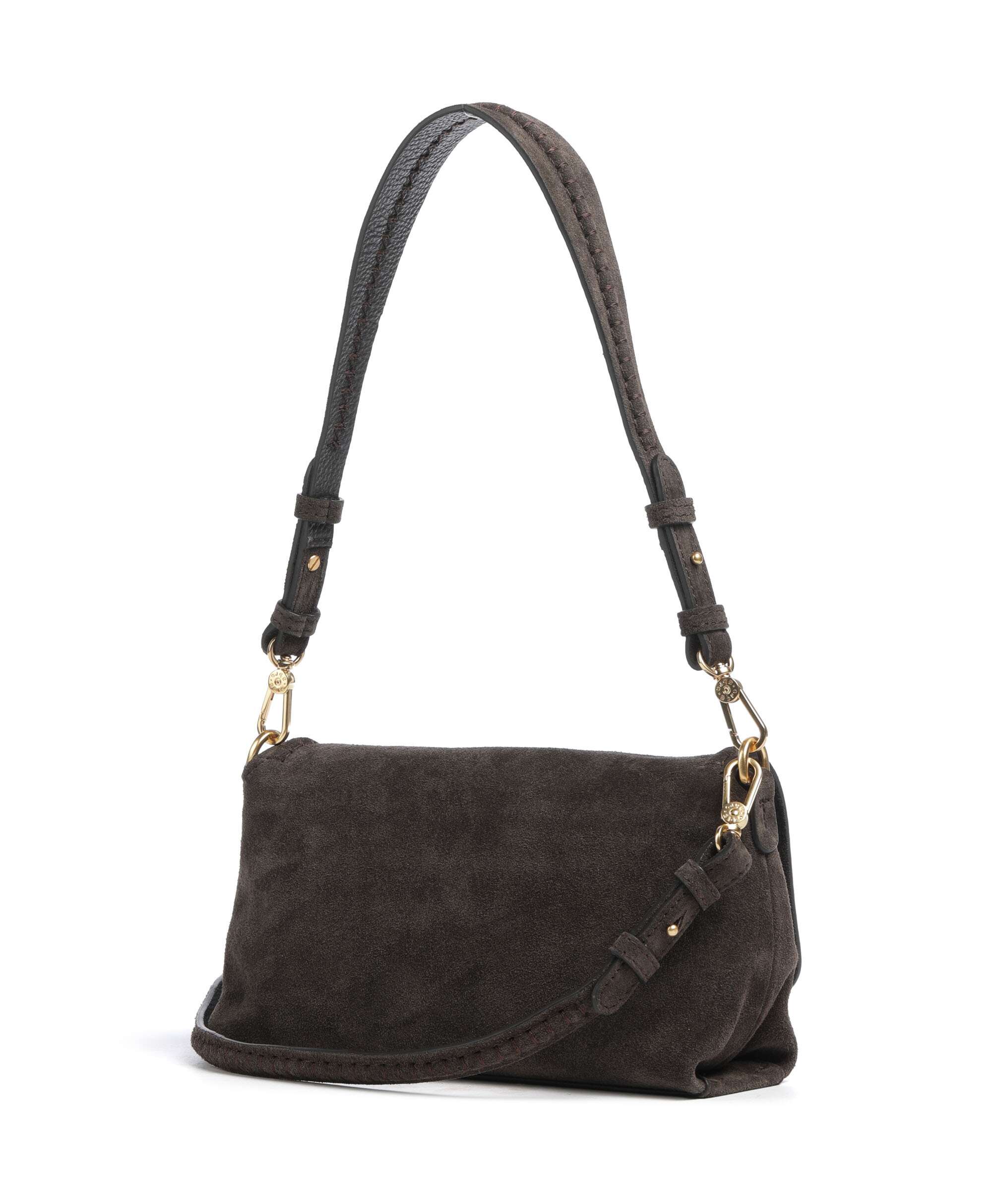 Abro Suede Signature Schoudertas dark brown - Image 2