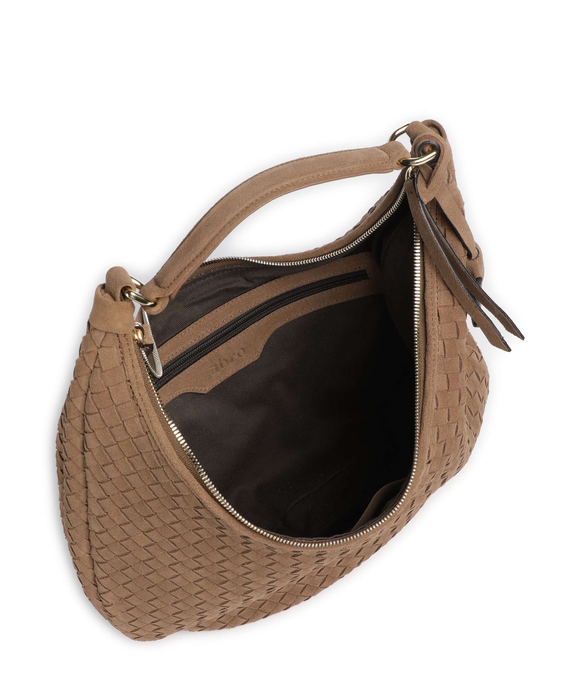Abro Suede Weaving Nana Small Hobo tas camel - Image 6