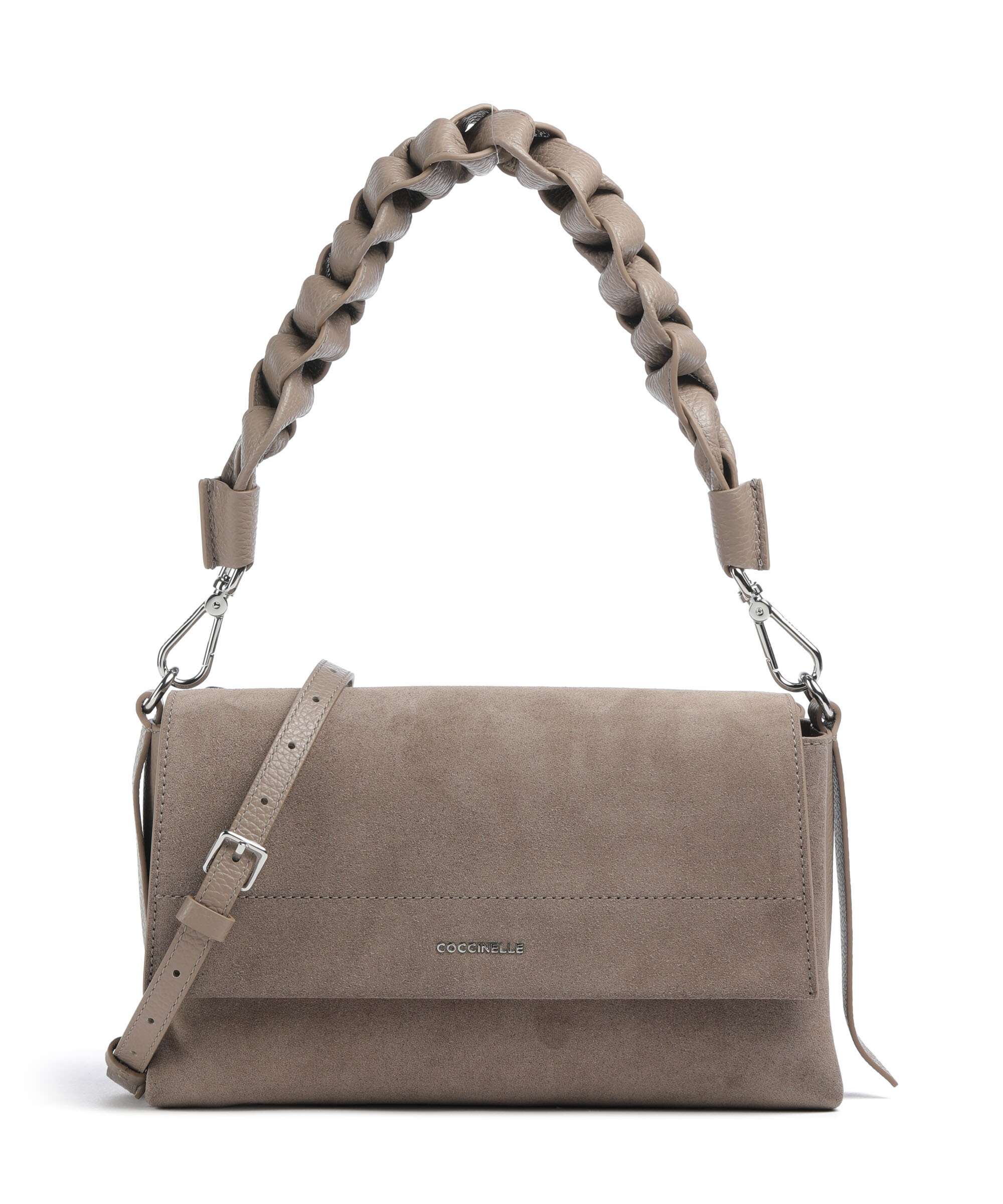 Coccinelle Boheme Suede Schoudertas warm taupe