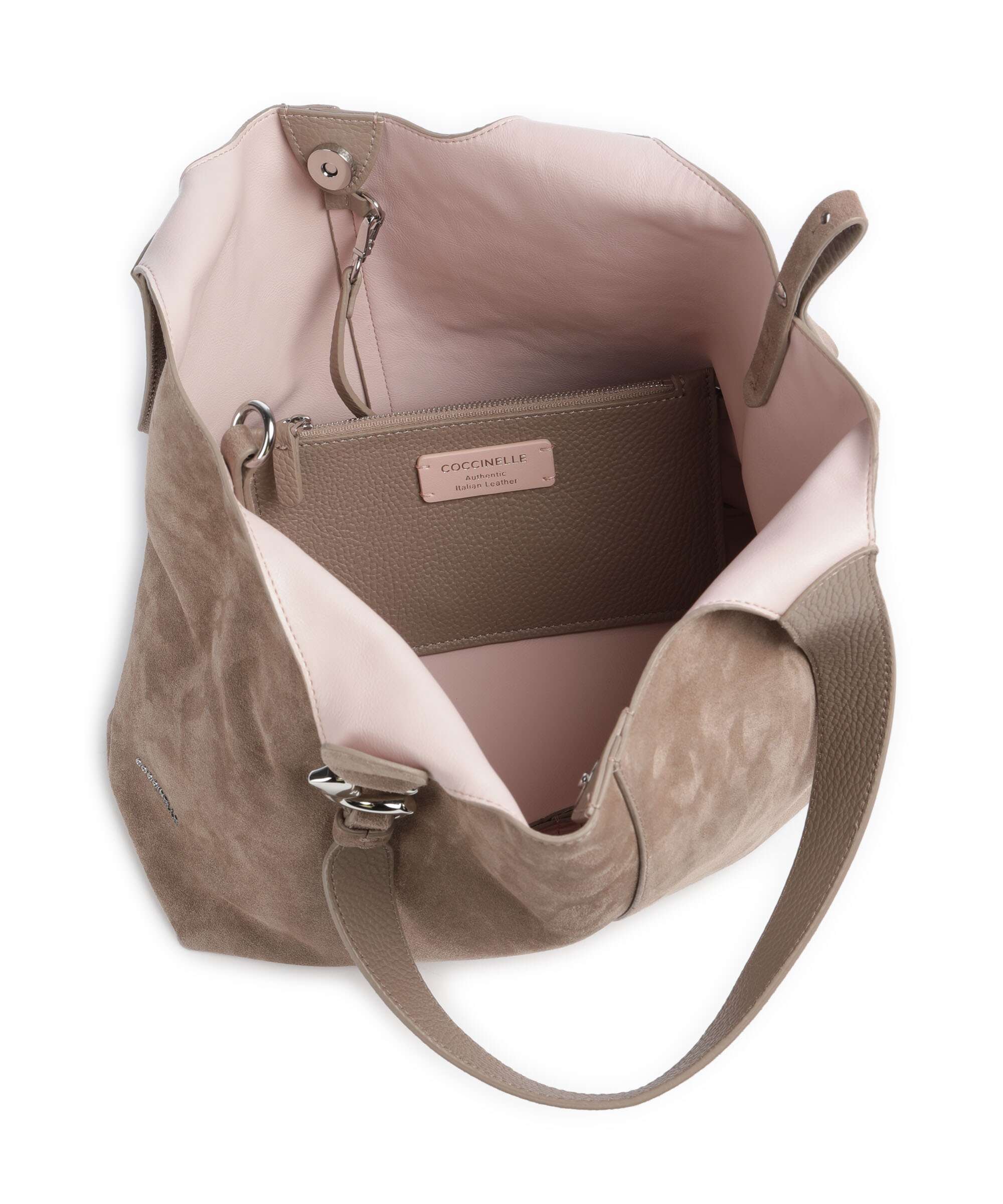 Coccinelle C-Easy Suede Hobo tas warm taupe - Image 6