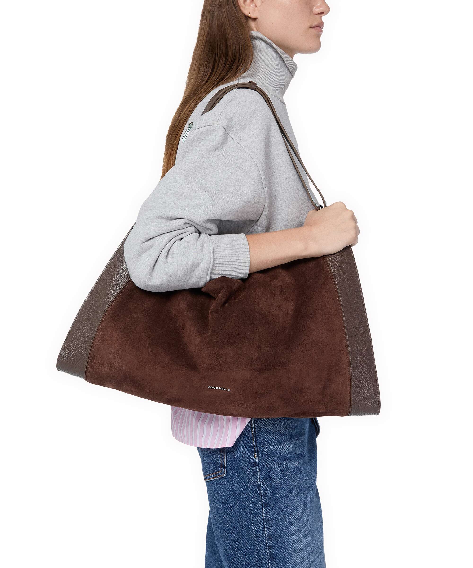 Coccinelle Elinor Suede Hobo tas brunette - Image 3