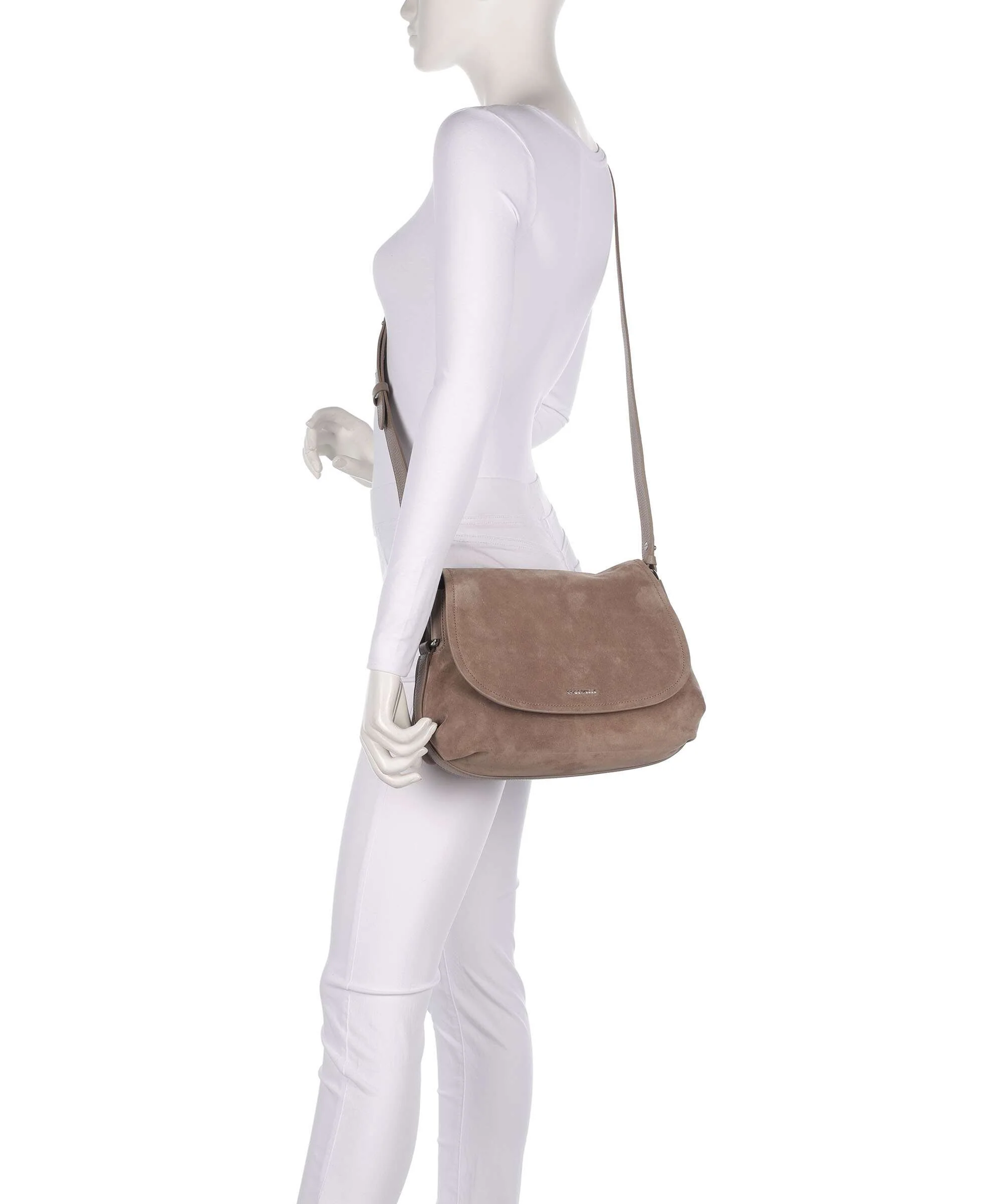 Coccinelle Rebekka Suede Schoudertas warm taupe - Image 3