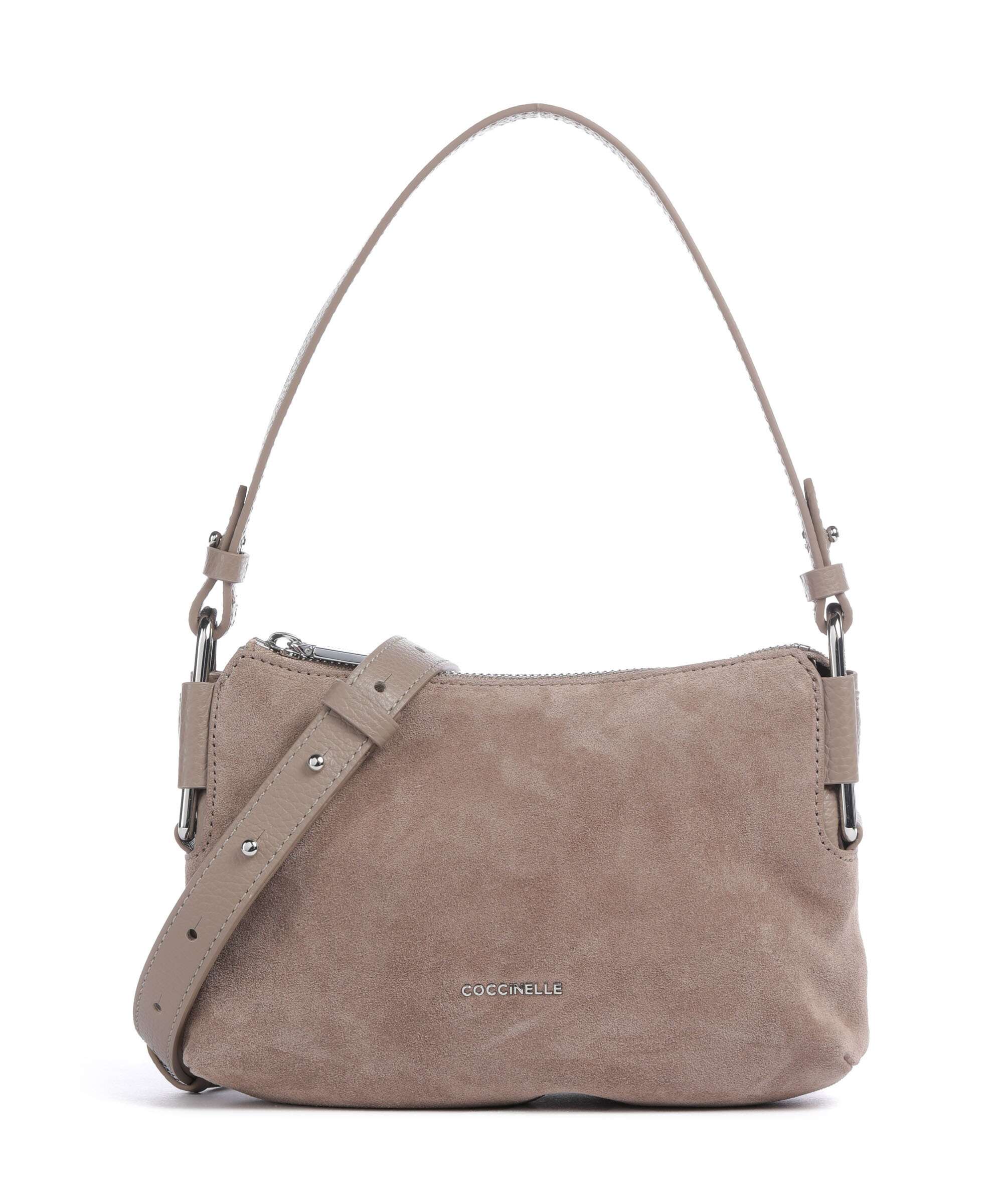 Coccinelle Rebekka Suede Schoudertas warm taupe