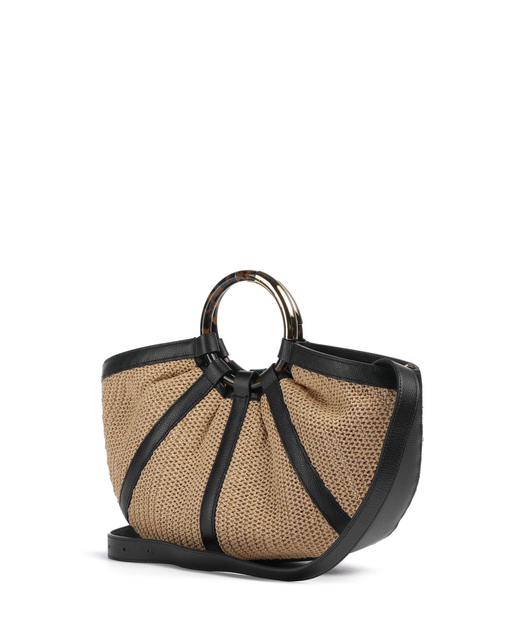 Coccinelle Shell Straw Handtas natural/noir - Image 2