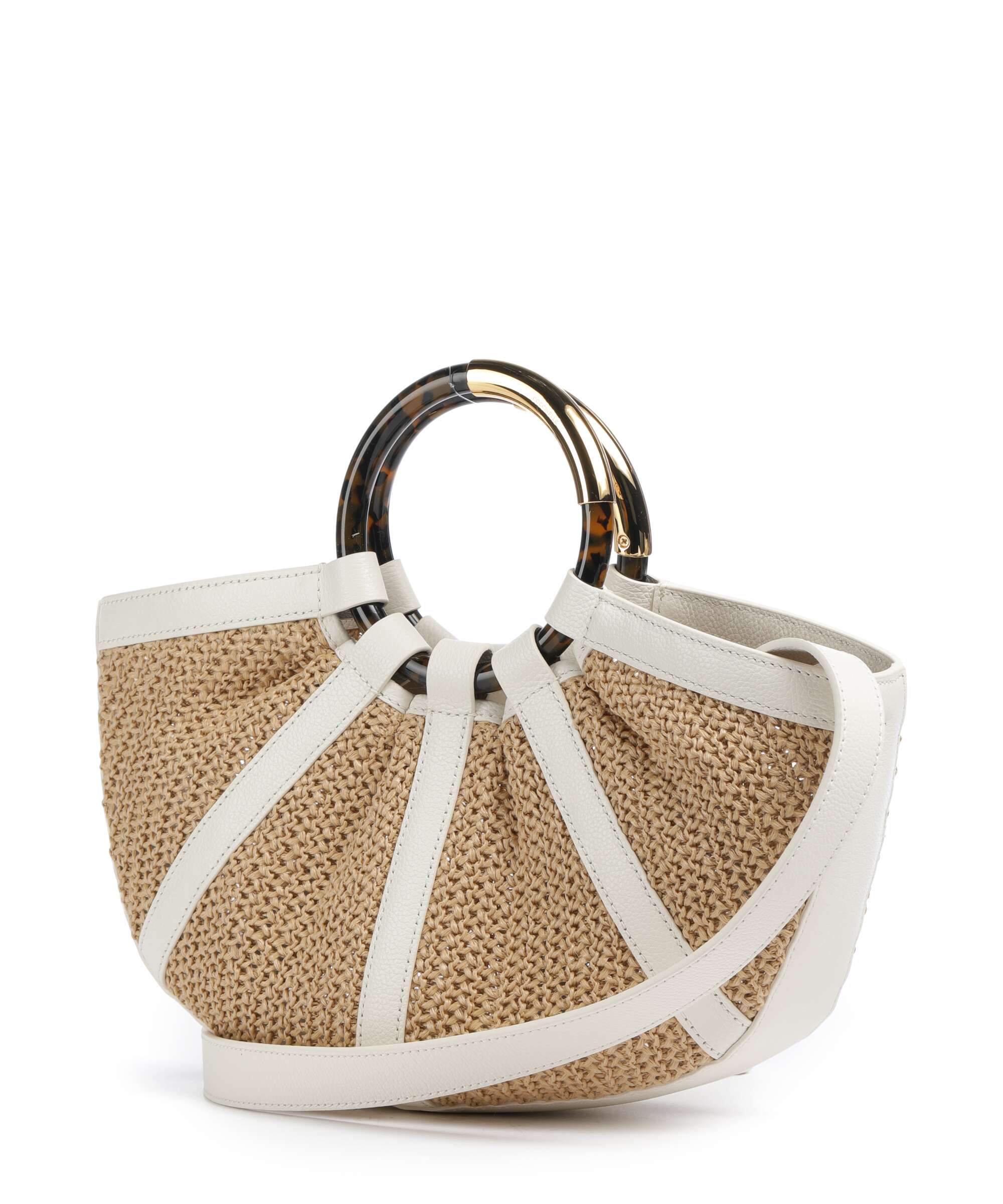 Coccinelle Shell Straw Handtas natural/pearl - Image 4