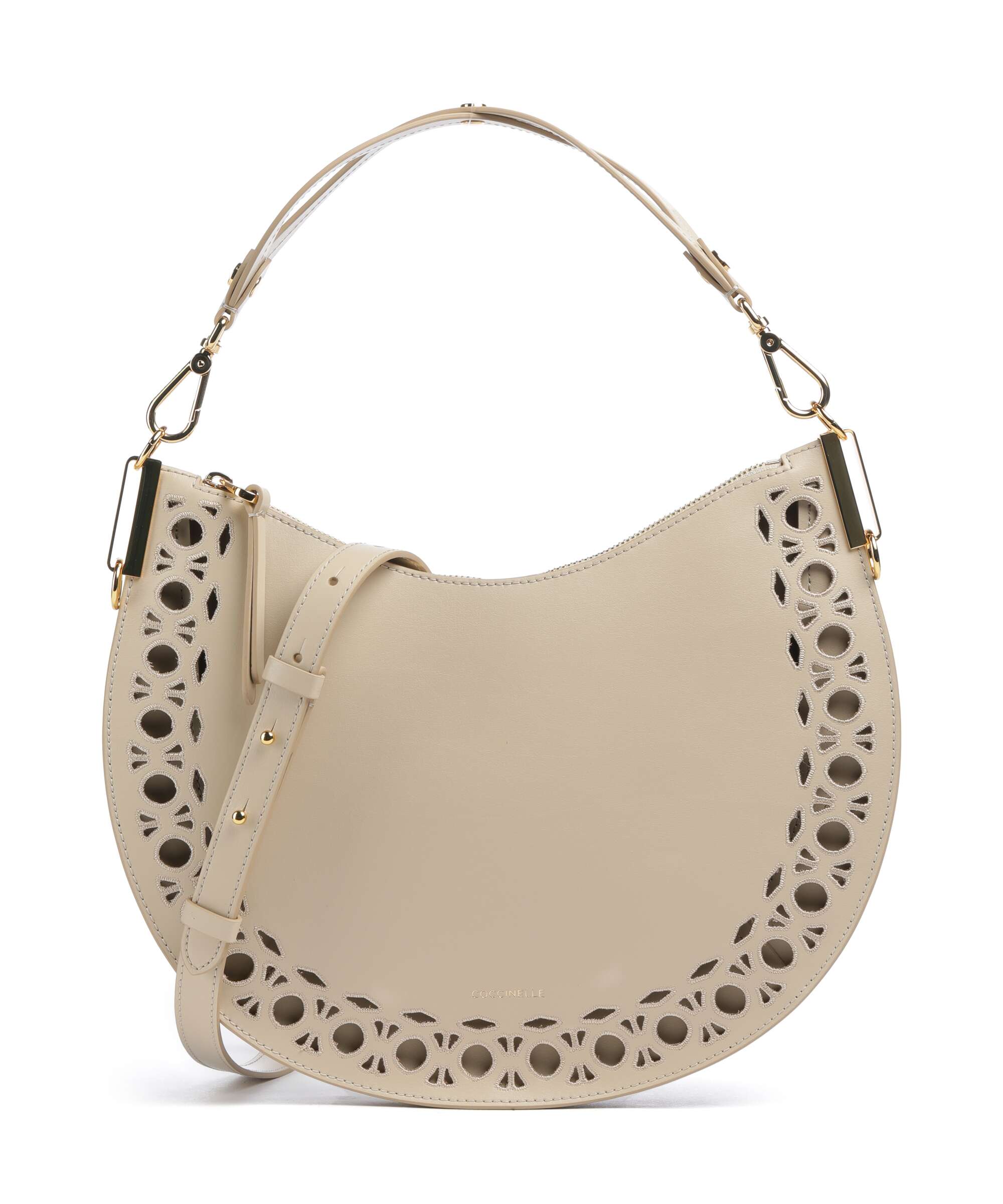 Coccinelle Sunup Monogram Sangallo Hobo tas sandshell