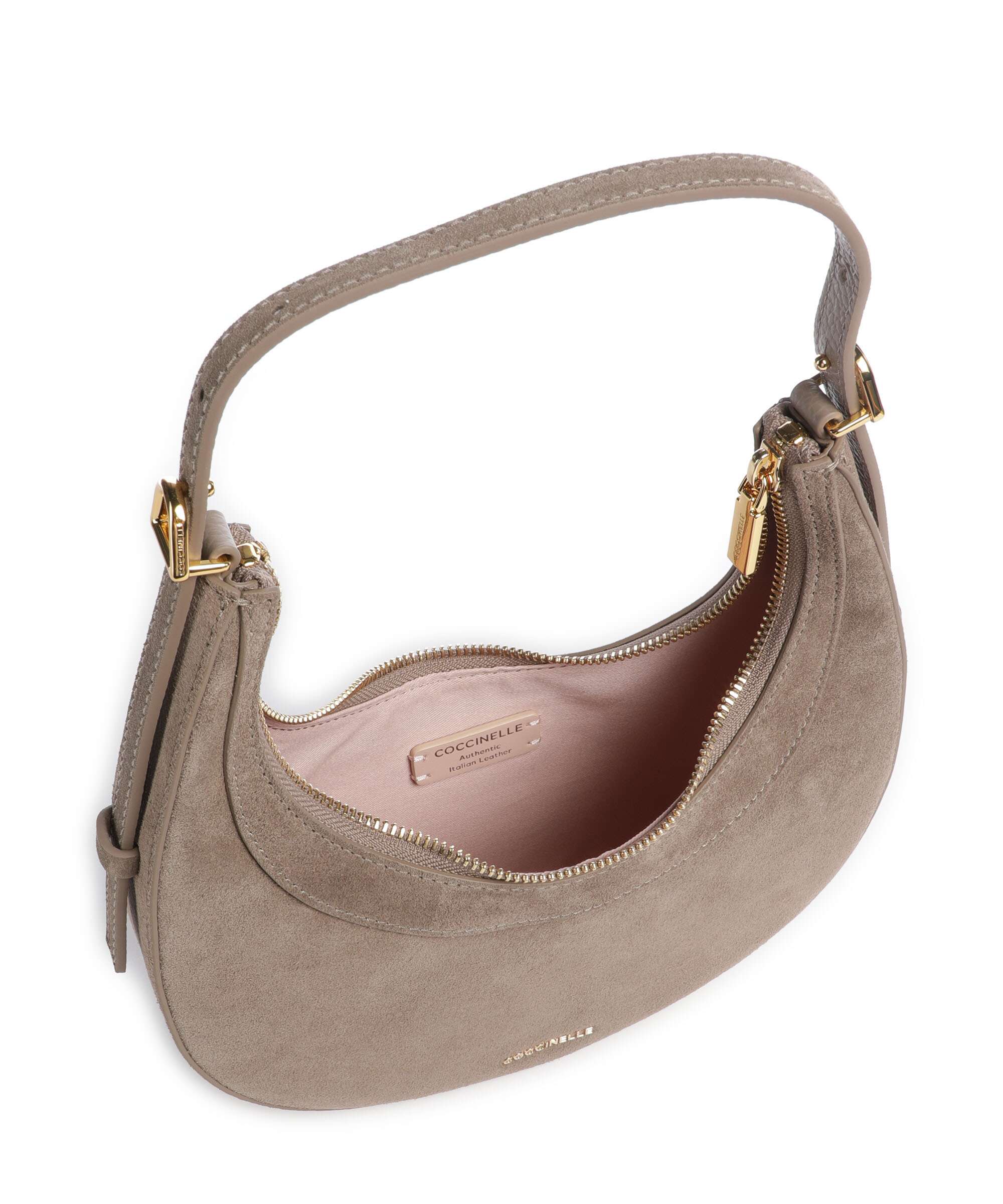 Coccinelle Whisper Suede Schoudertas warm taupe - Image 5