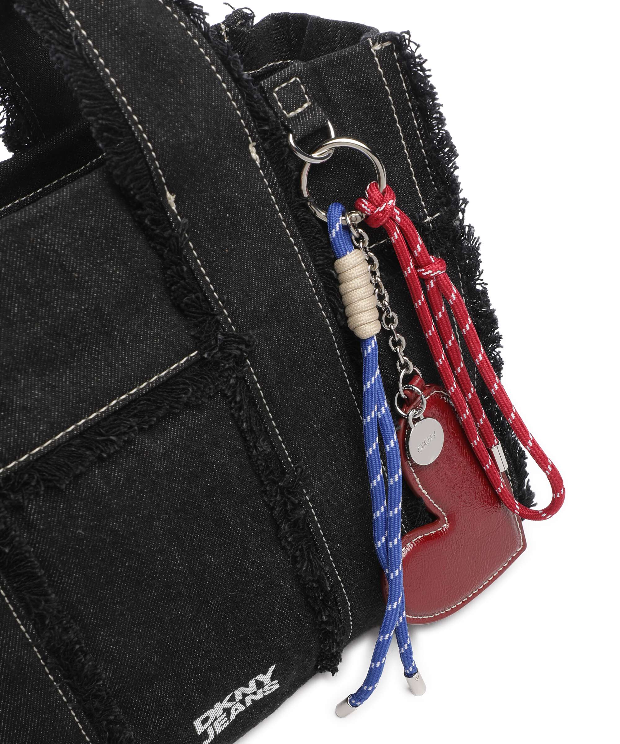 DKNY Barret Medium Handtas black denim - Image 4
