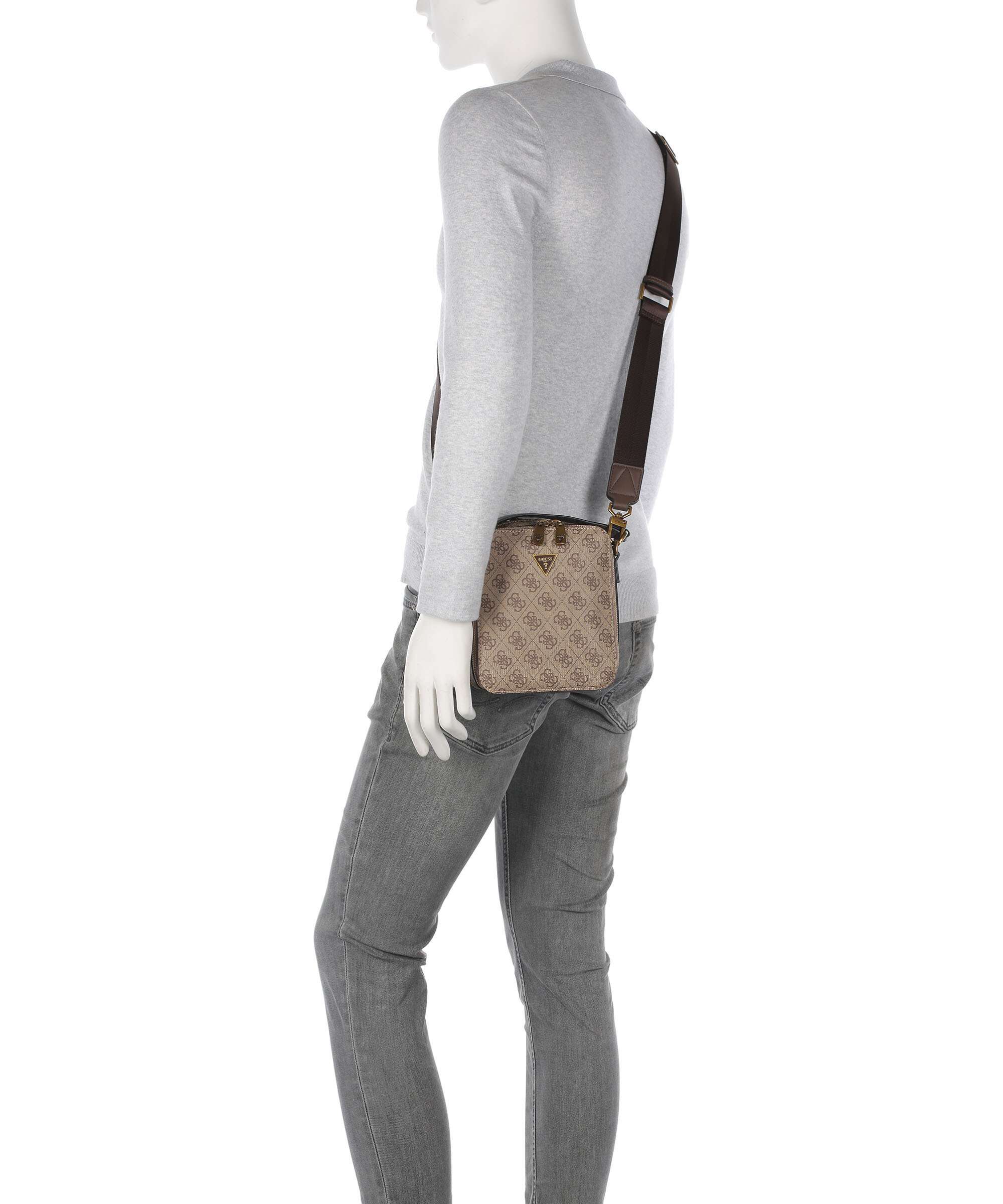 Guess Torino 4G Eco Crossbody tas beige/brown - Image 3