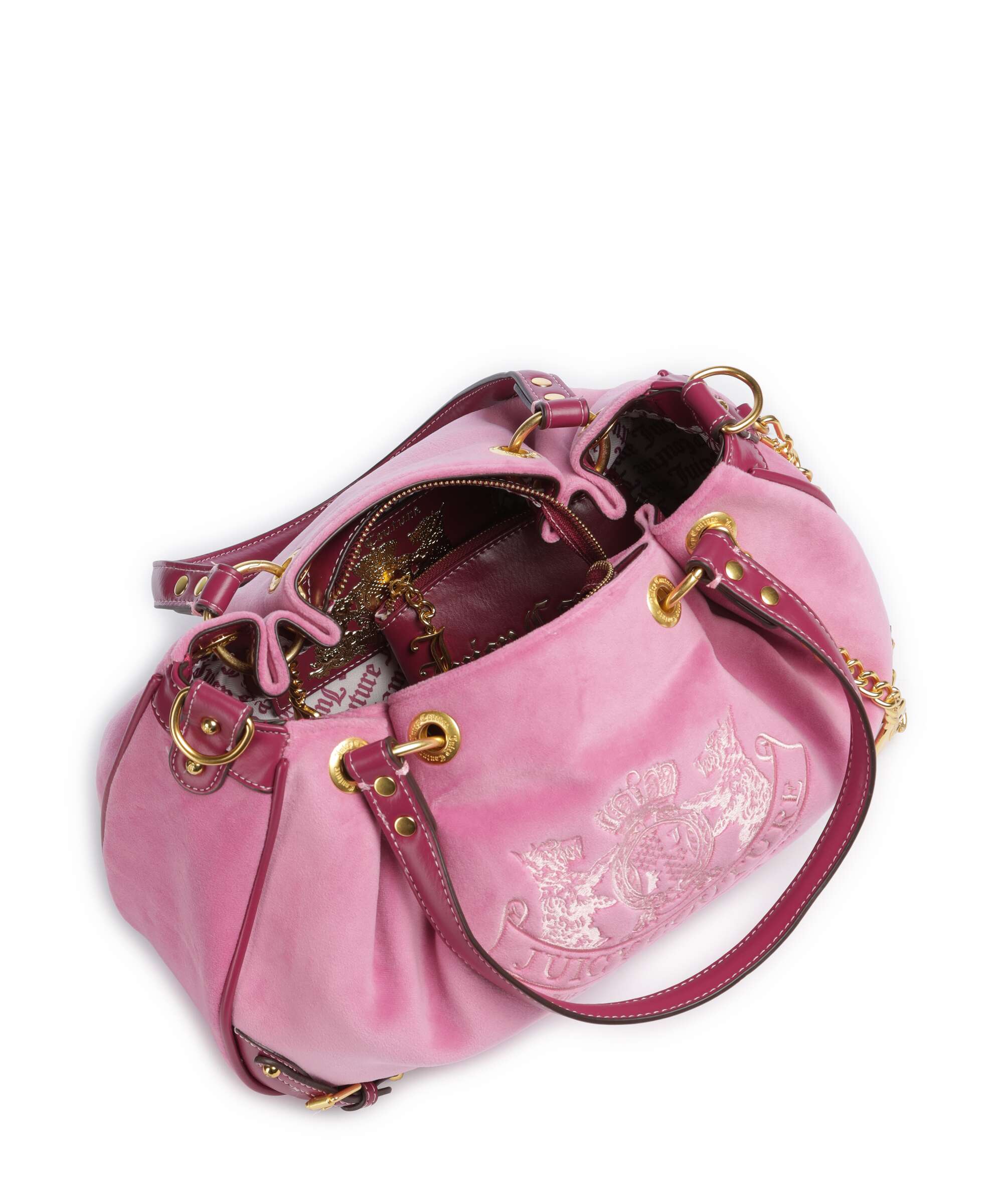 Juicy Couture Twig Narrative Velvet M Hobo tas super pink - Image 7