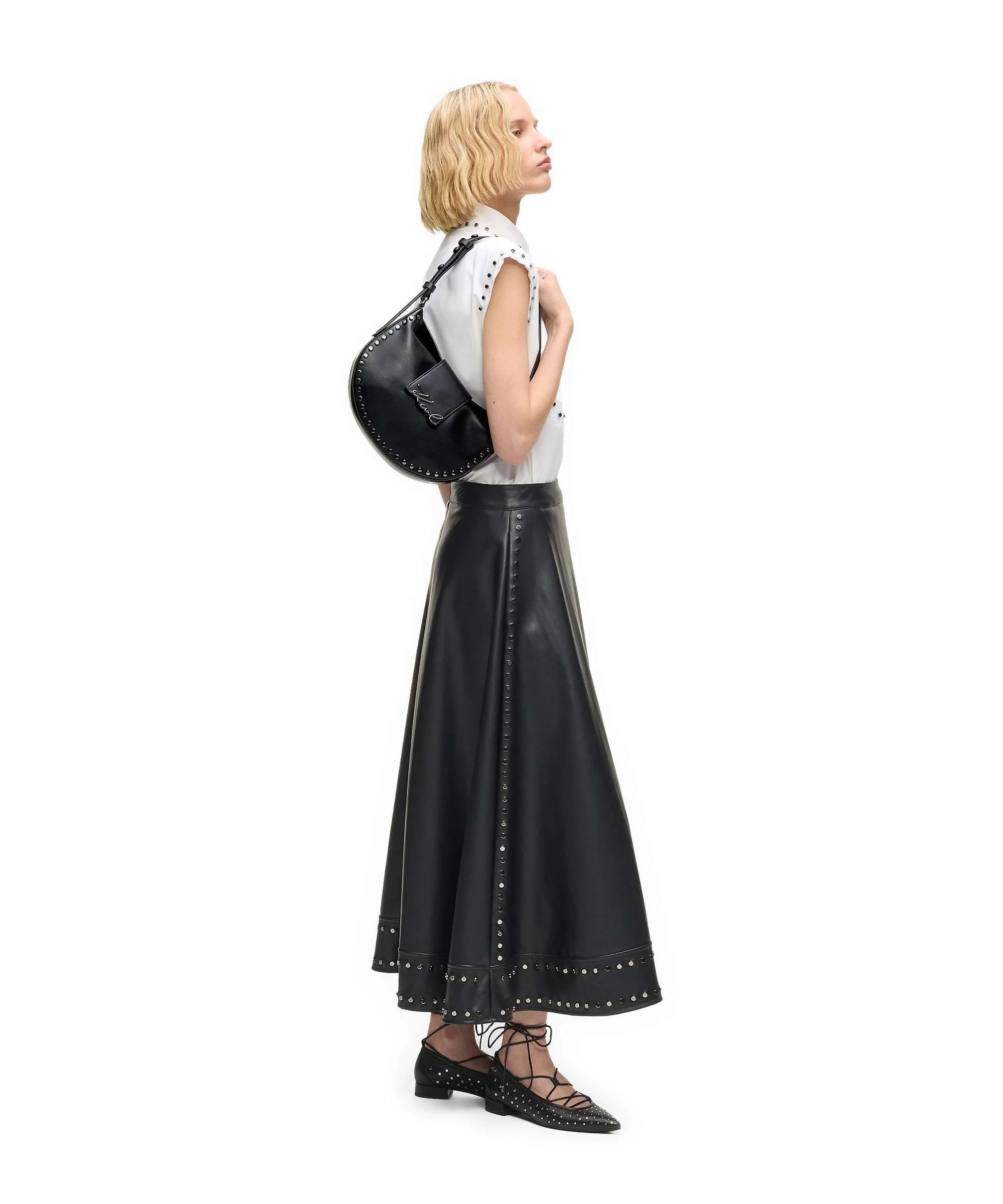 Karl Lagerfeld K/Signature Hobo tas black embellishment - Image 3