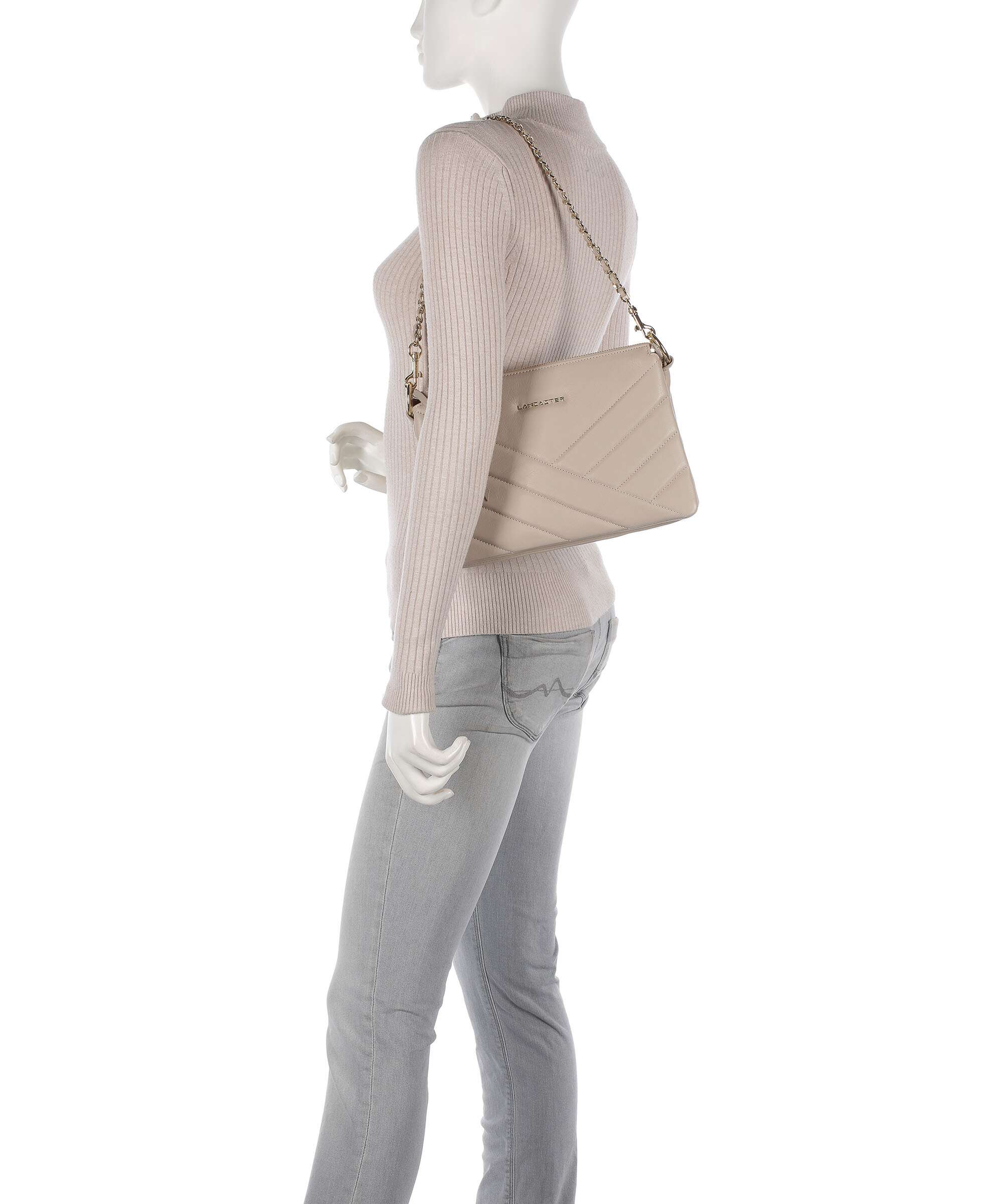 Lancaster Soft Matelassé Schoudertas beige - Image 3