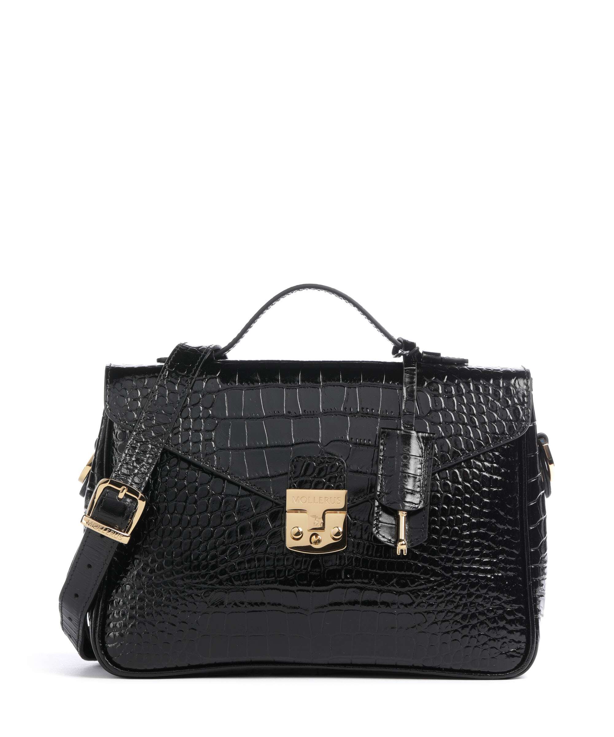 Maison Mollerus Croco Marly Crossbody tas classic schwarz