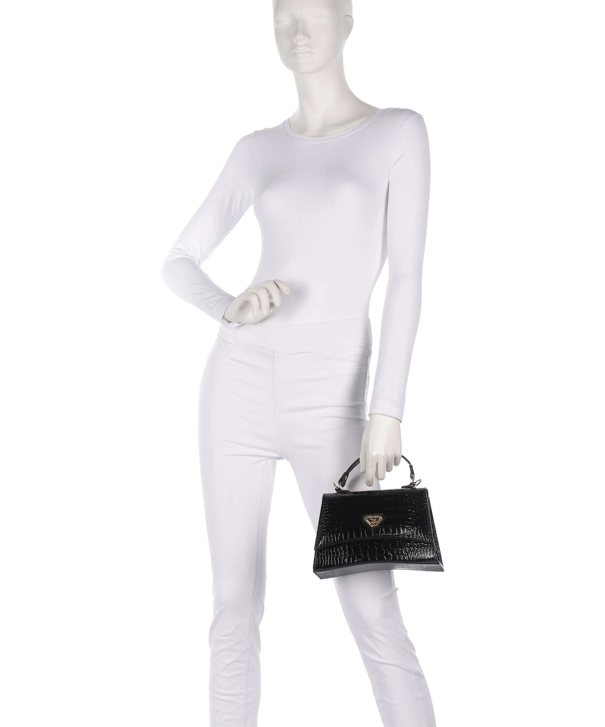 Maison Mollerus Croco Romont Handtas classic schwarz - Image 3