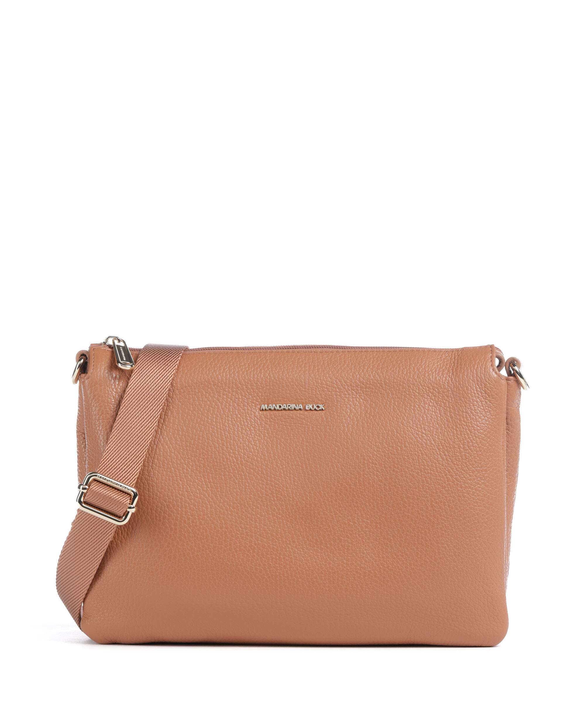 Mandarina Duck Mellow Leather Crossbody tas pecan nut