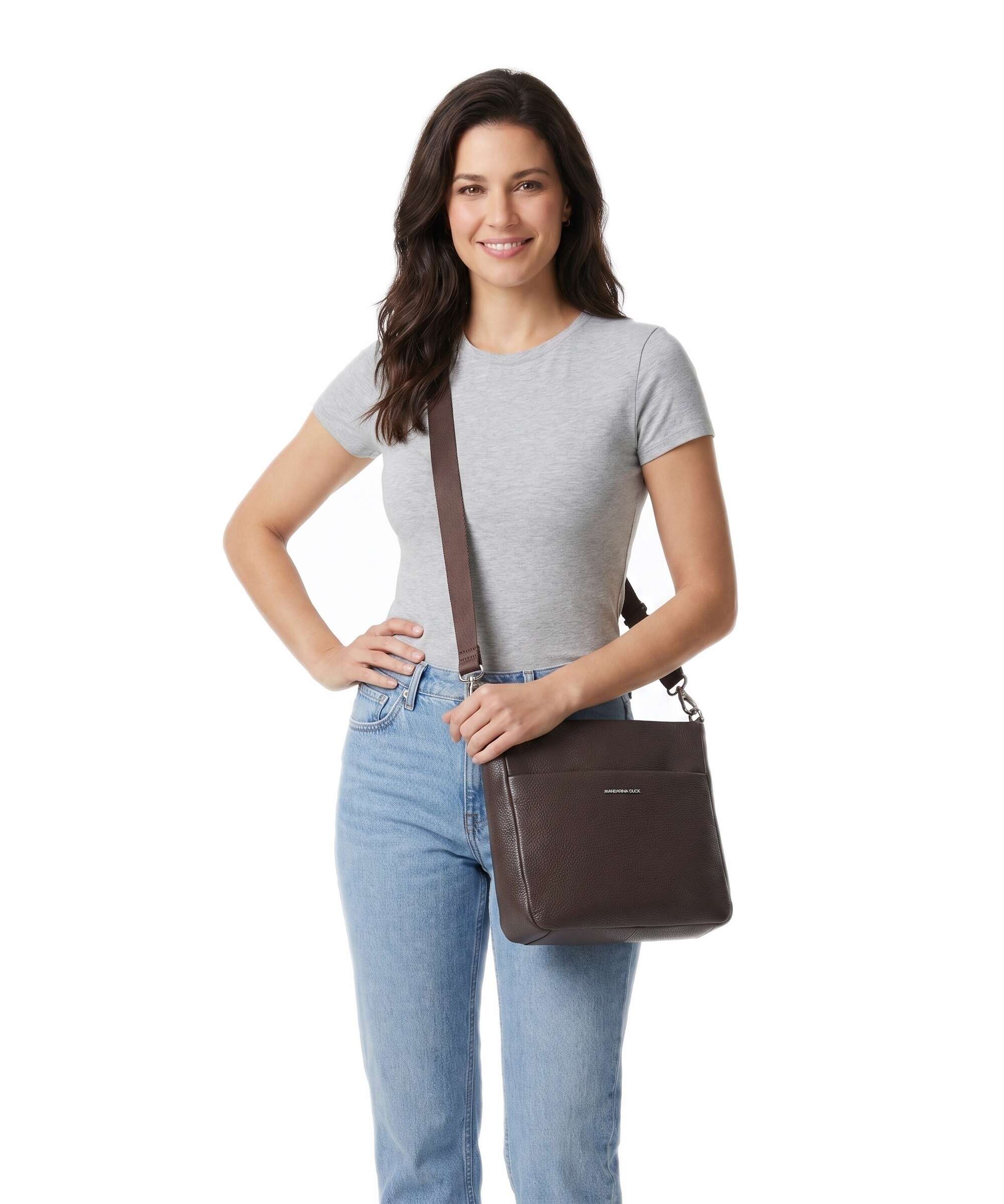 Mandarina Duck Mellow Leather Crossbody tas espresso - Image 3