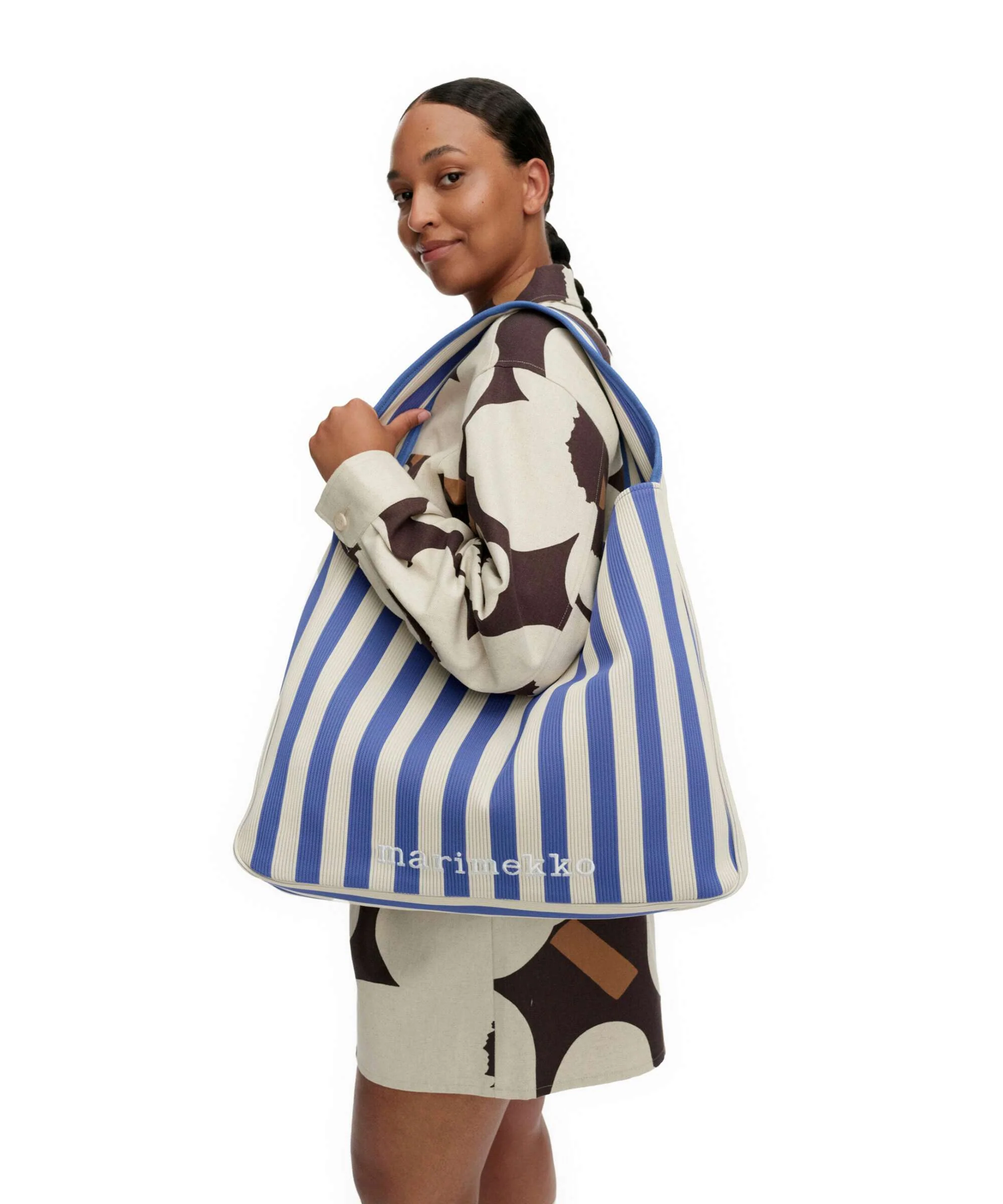 Marimekko Knitted Merirosvo Hobo tas blue/off white - Image 3