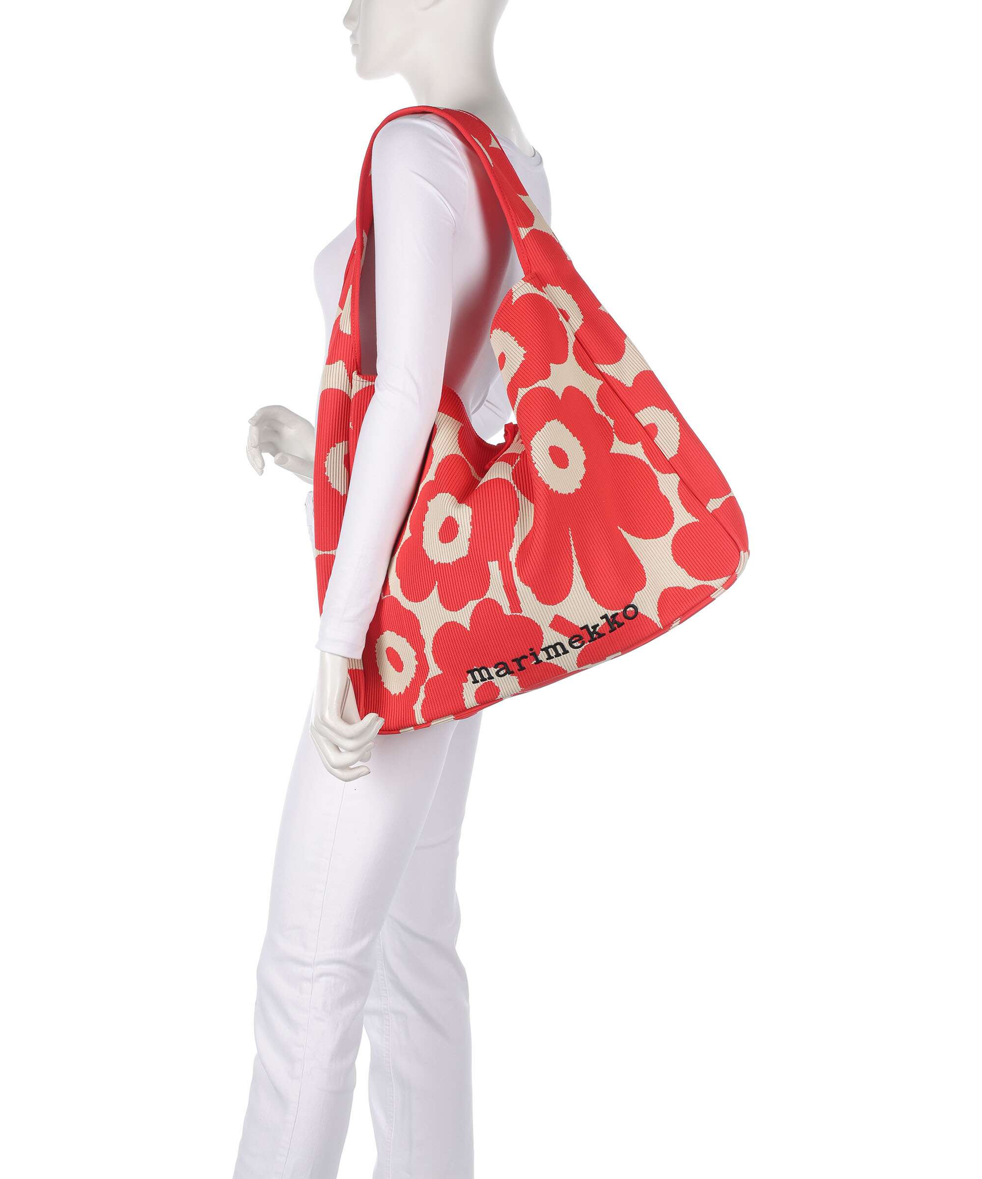 Marimekko Knitted Unikko Hobo tas pink/beige - Image 3