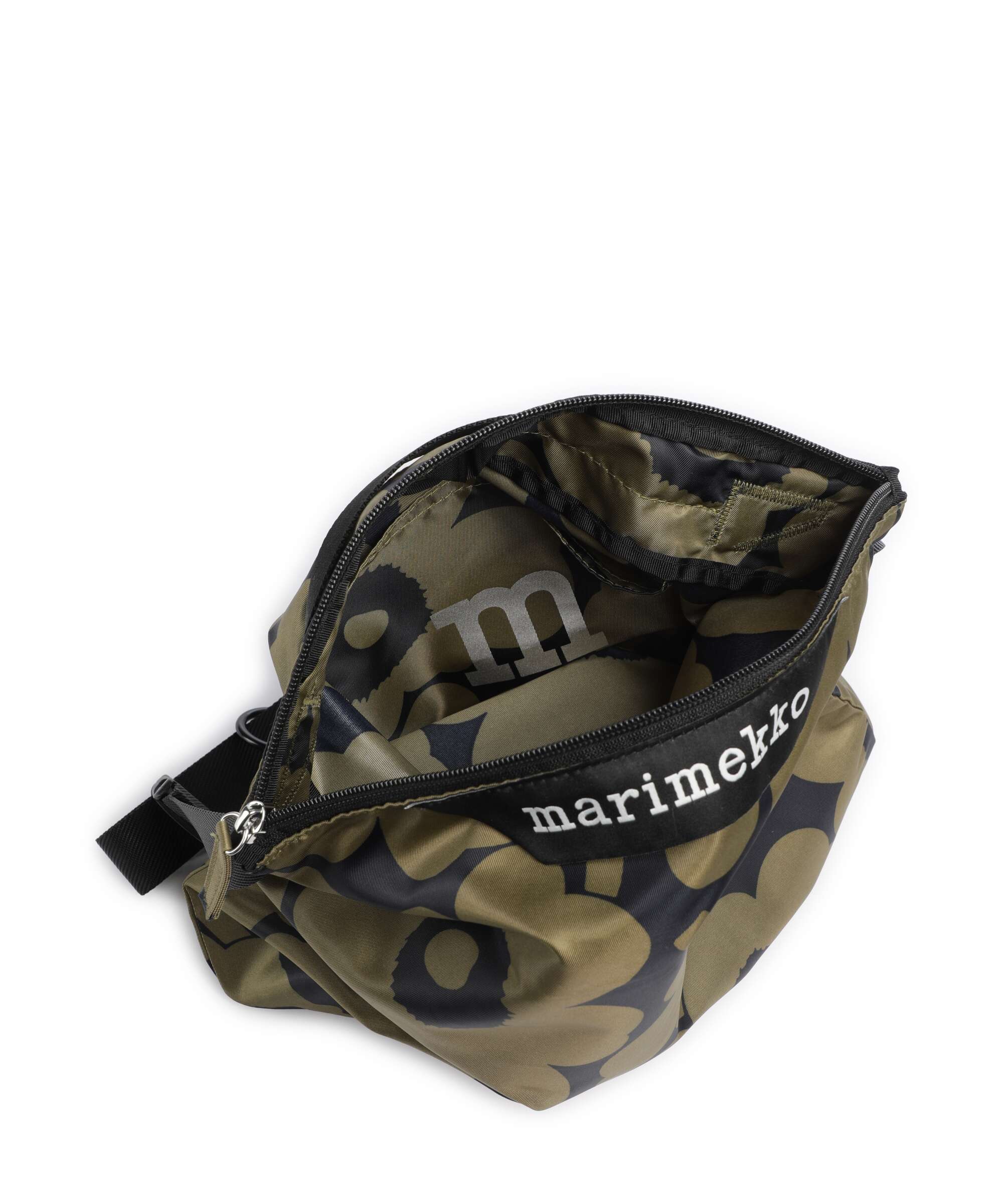 Marimekko Neat M Unikko Hobo tas olive green/dark blue - Image 6