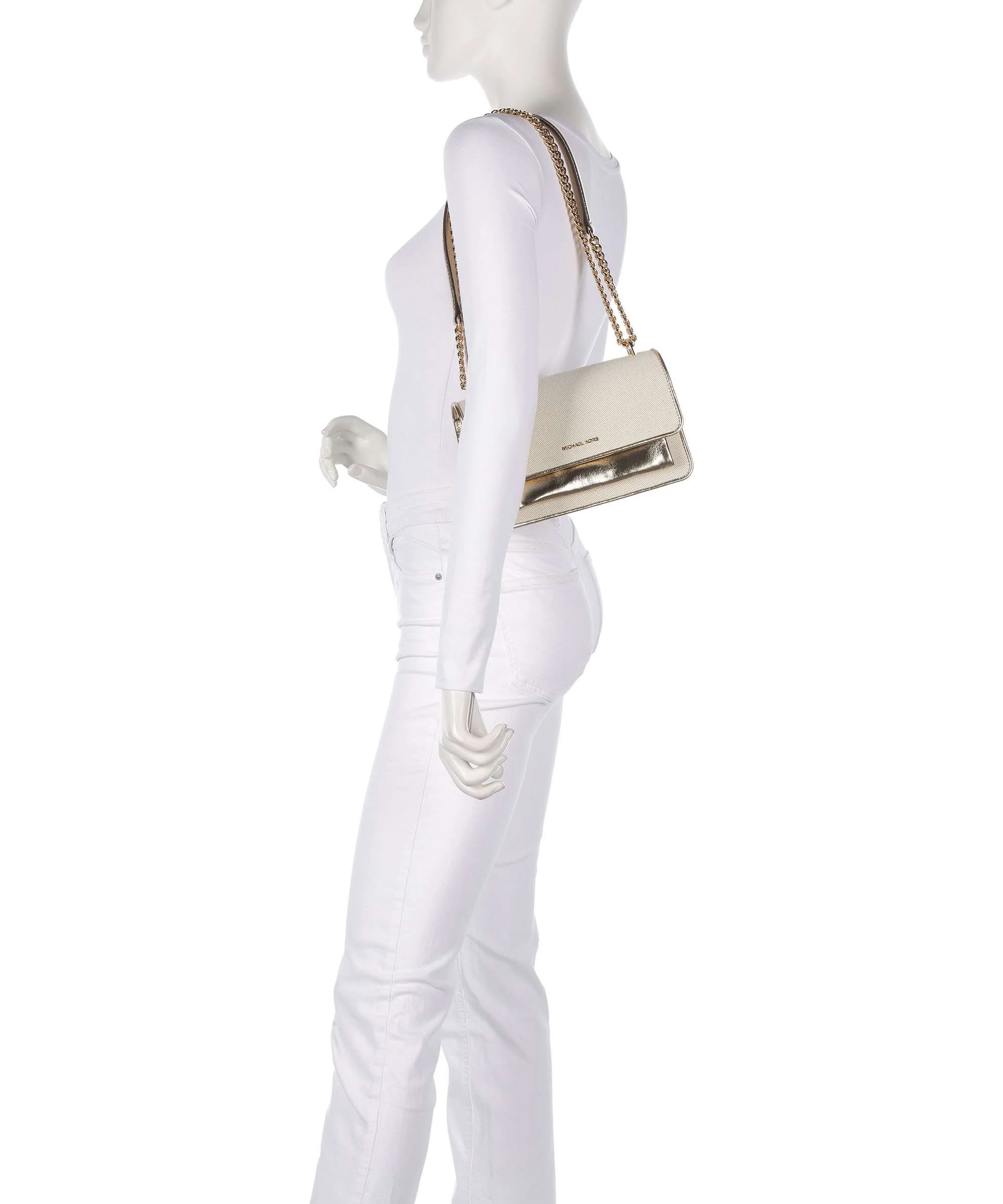 Michael Kors Claire Schoudertas pale gold - Image 3