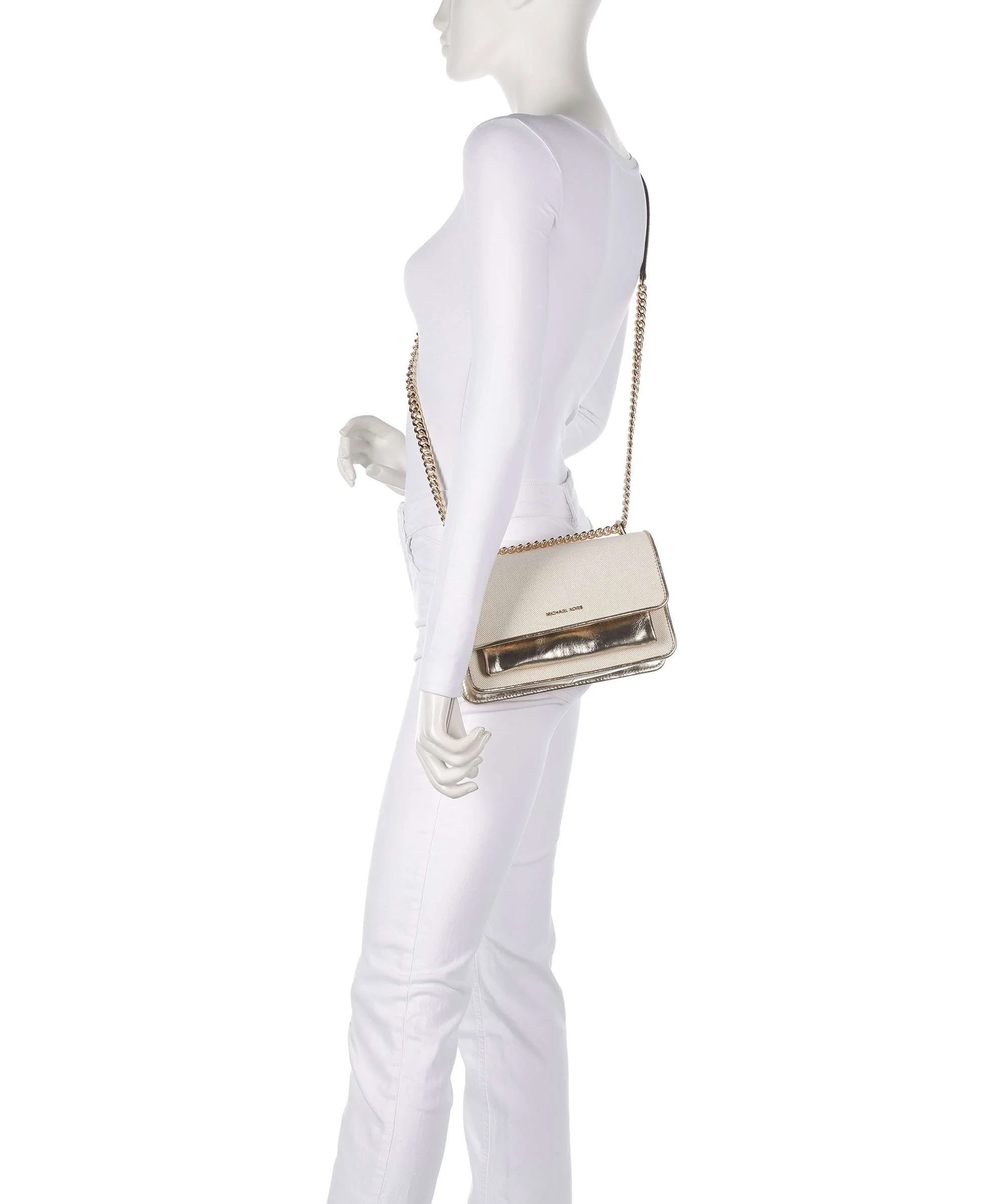 Michael Kors Claire Schoudertas pale gold - Image 4