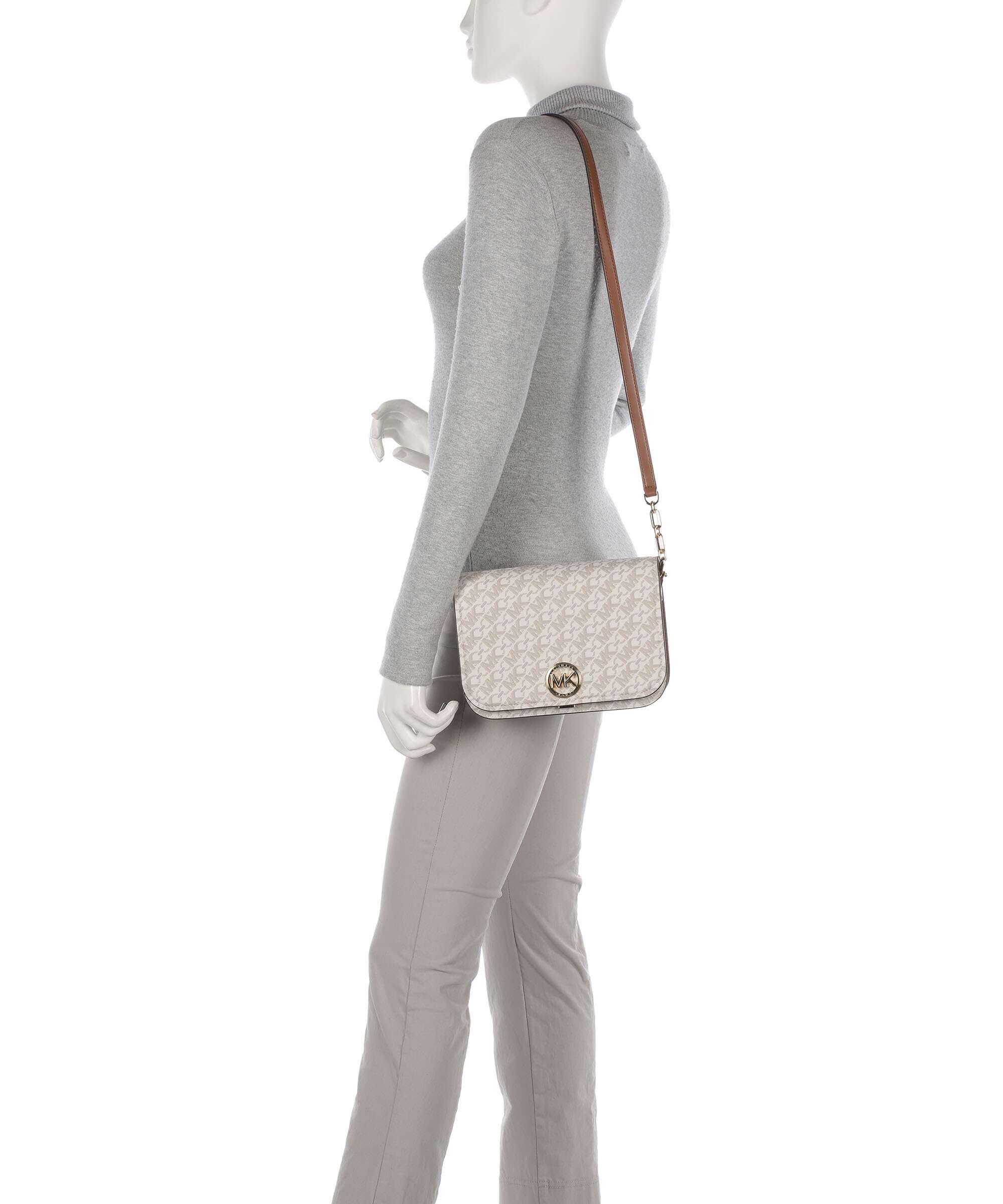 Michael Kors Delancey Crossbody tas vanilla/luggage - Image 3