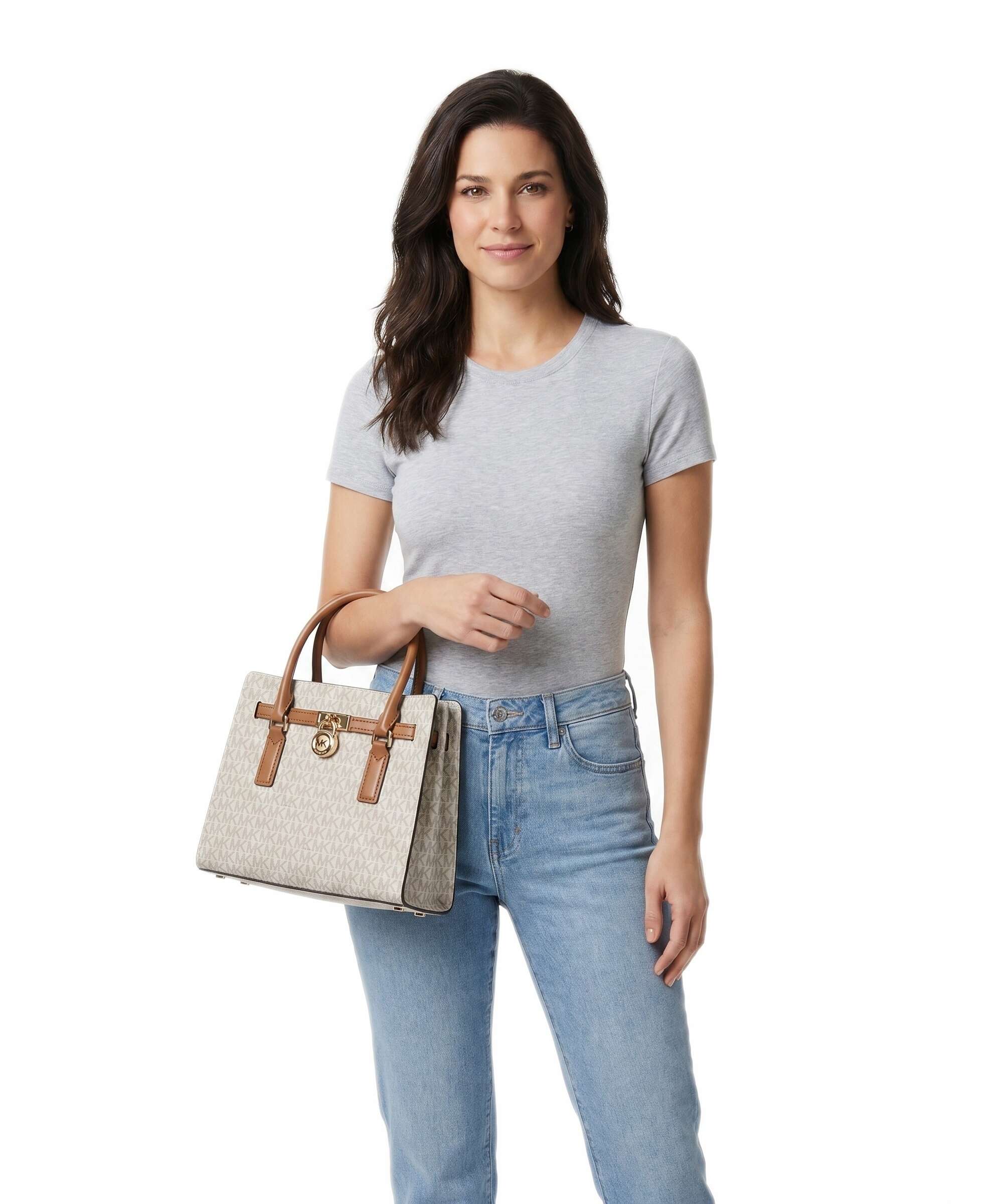Michael Kors Hamilton Moderne Small Handtas vanilla/acorn - Image 3