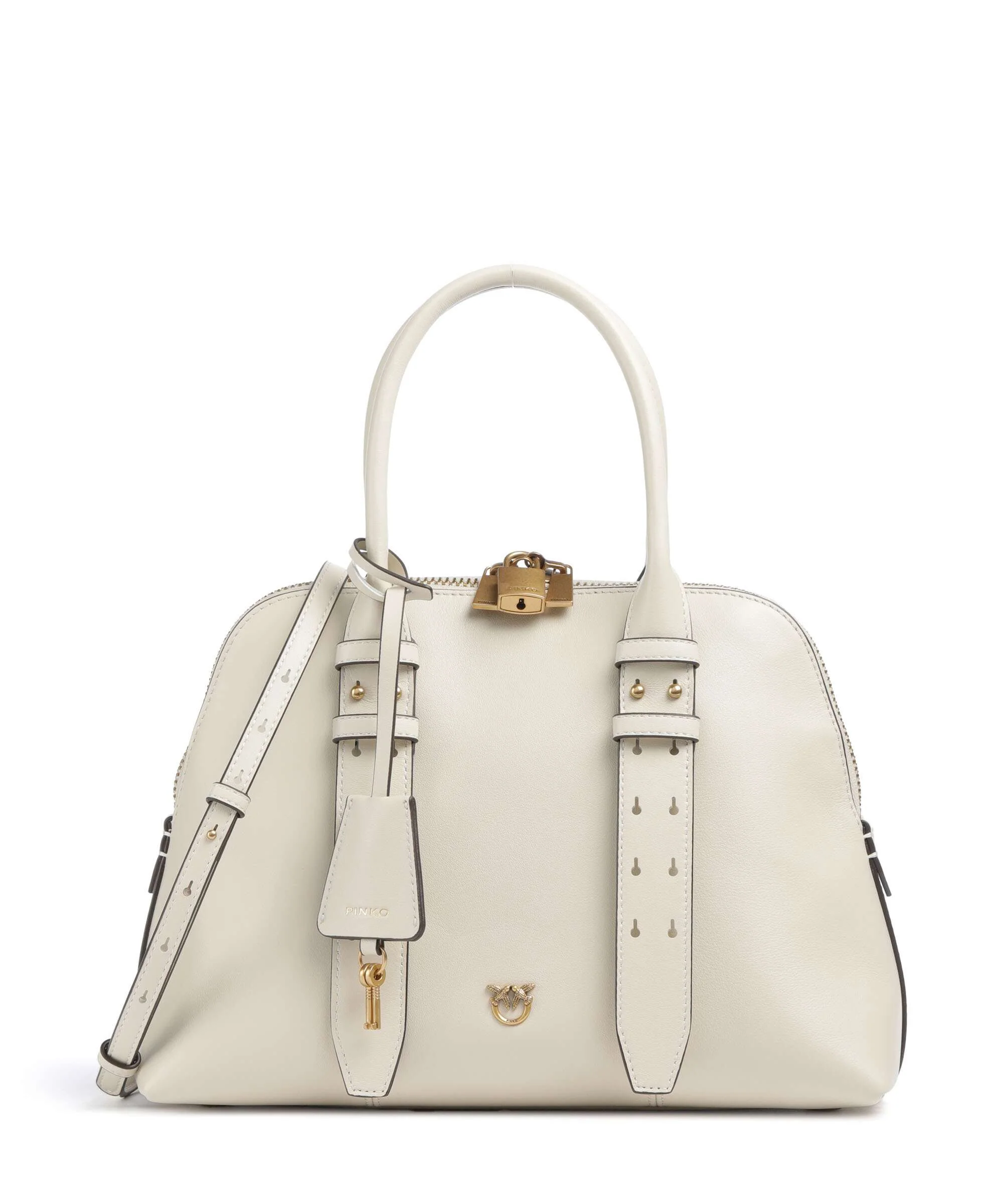 Pinko Bowling Medium Handtas bianco seta/antique gold