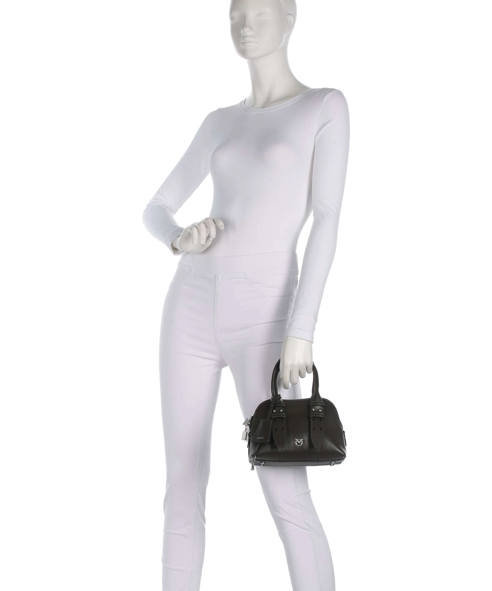 Pinko Bowling Mini Handtas verde fango/matt silver - Image 3