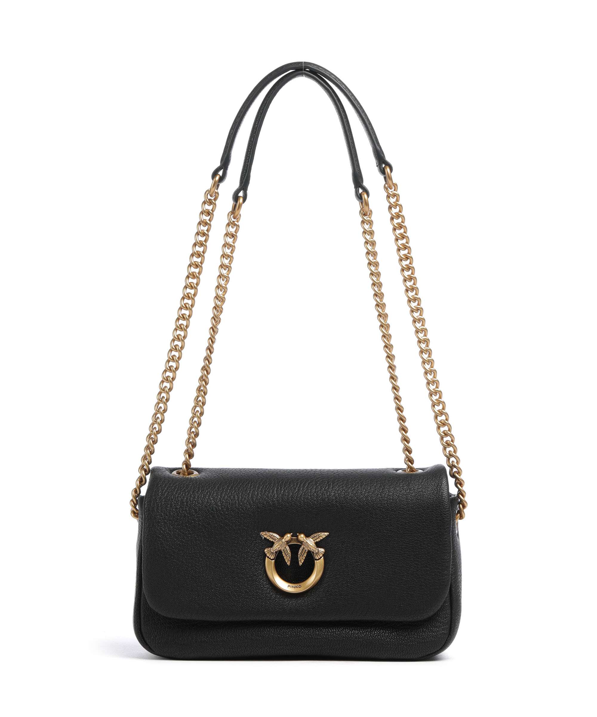Pinko Click Soft Horizontal Chain Schoudertas nero/antique gold