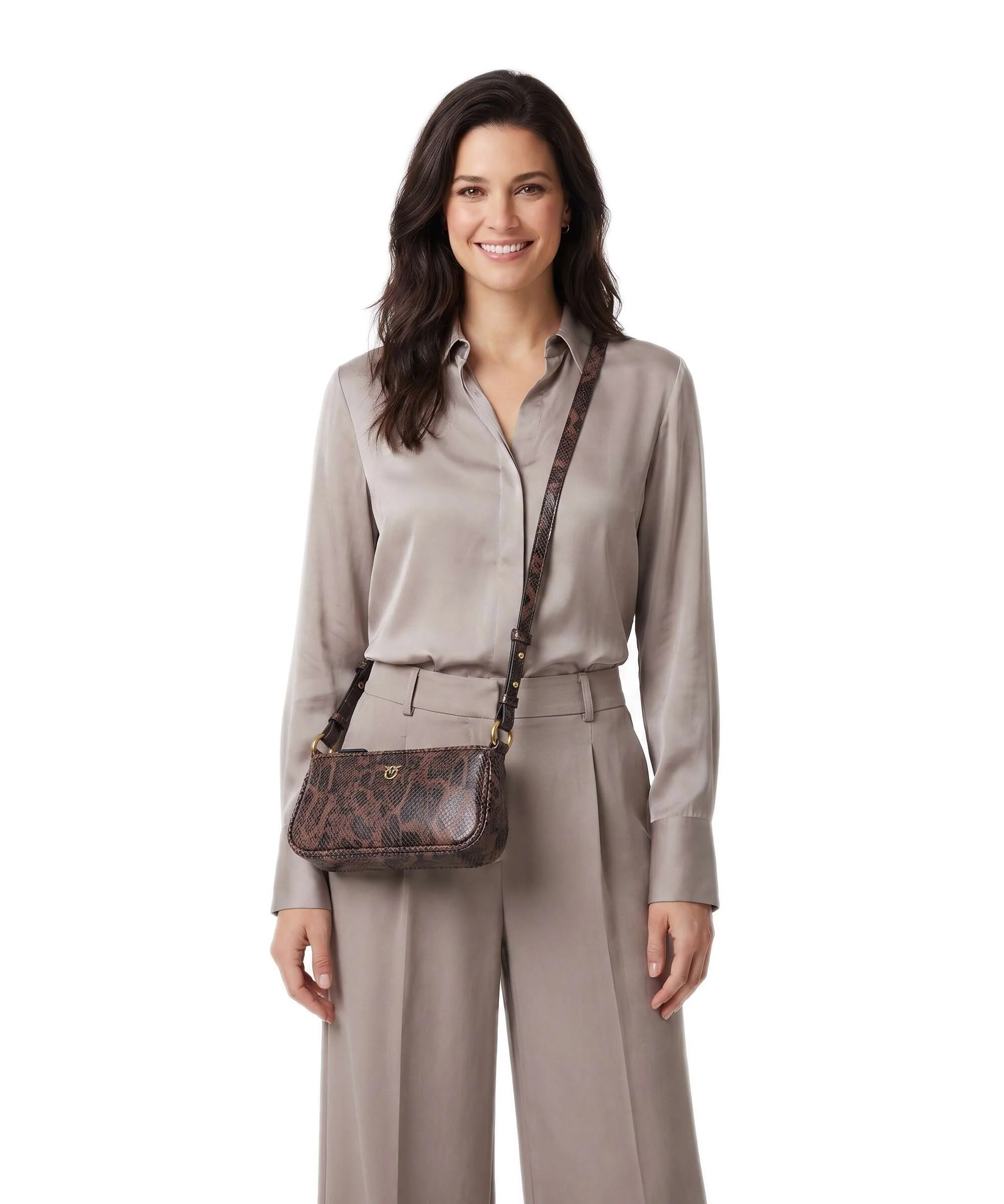 Pinko Half Moon Mini Crossbody tas roccia/marrone/antique gold - Image 3