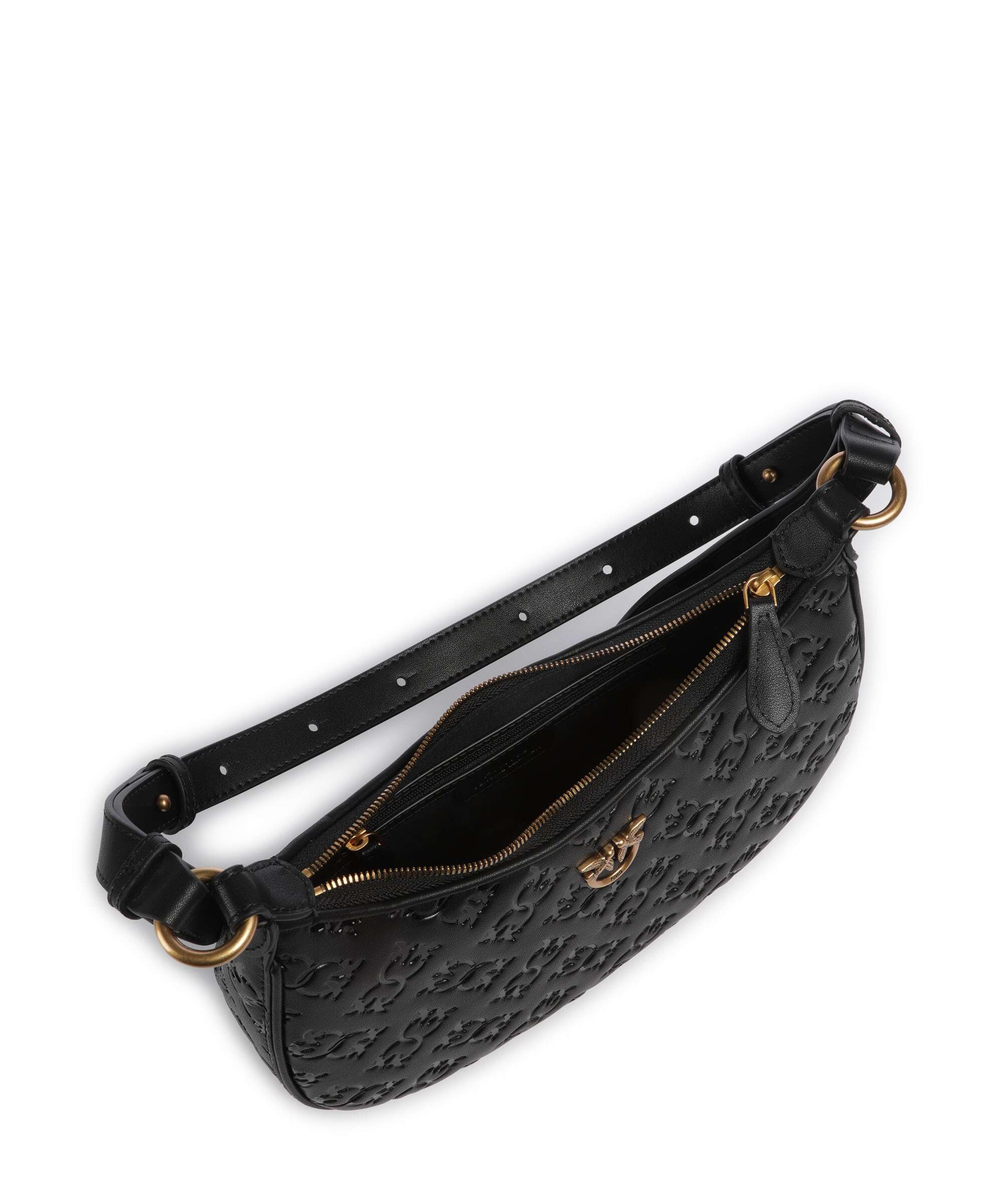 Pinko Half Moon Mini Schoudertas nero/antique gold - Image 6