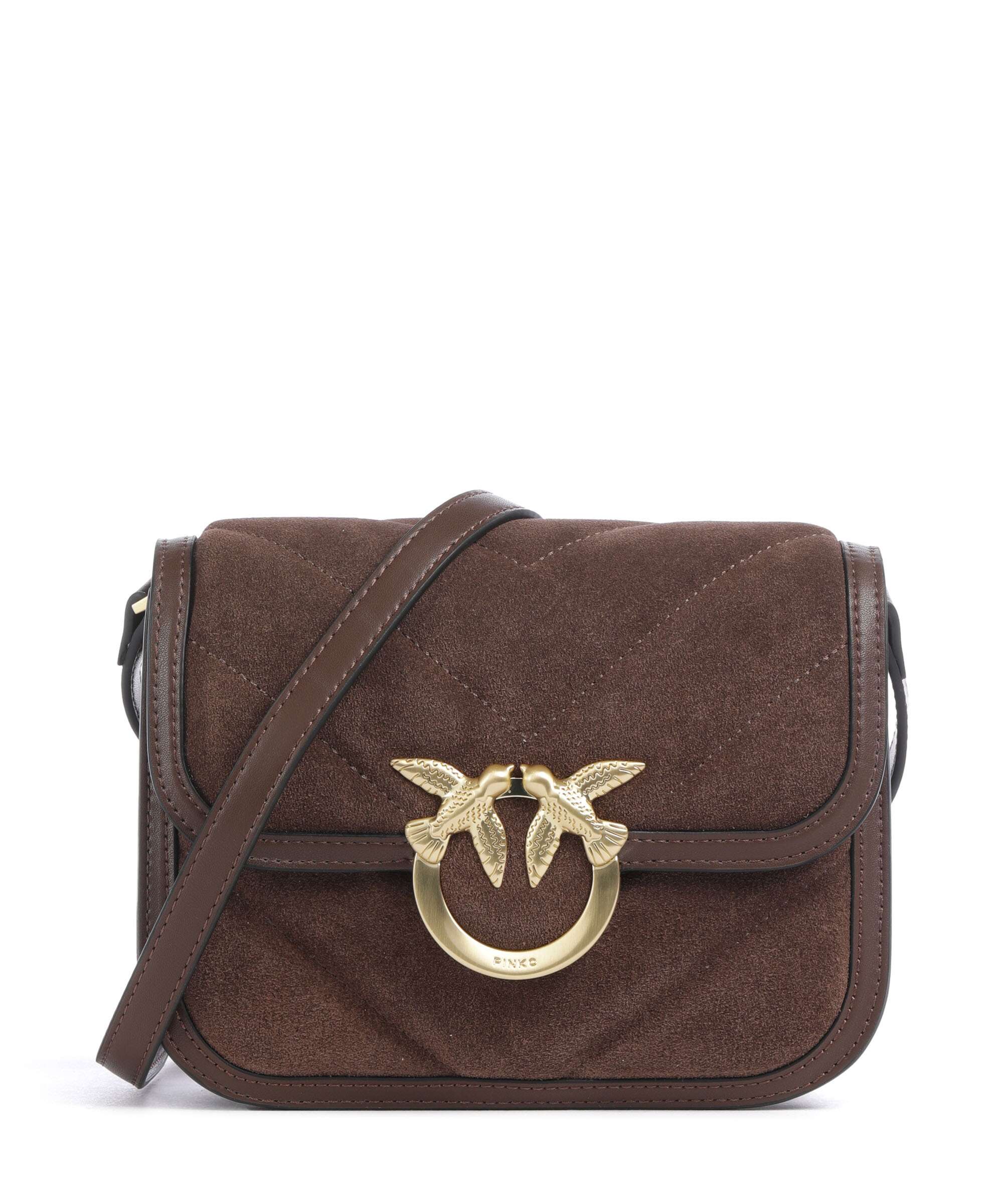 Pinko Love Box Crossbody tas marrone castano/matt gold
