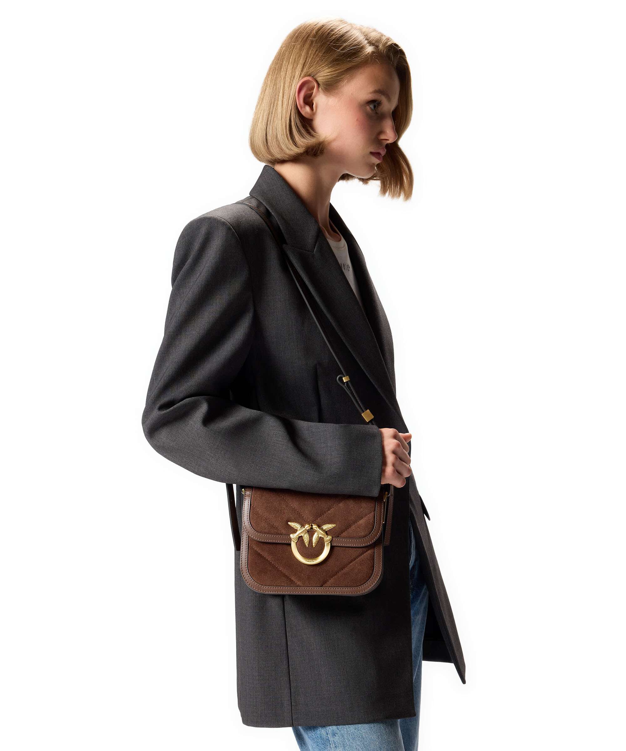 Pinko Love Box Crossbody tas marrone castano/matt gold - Image 3