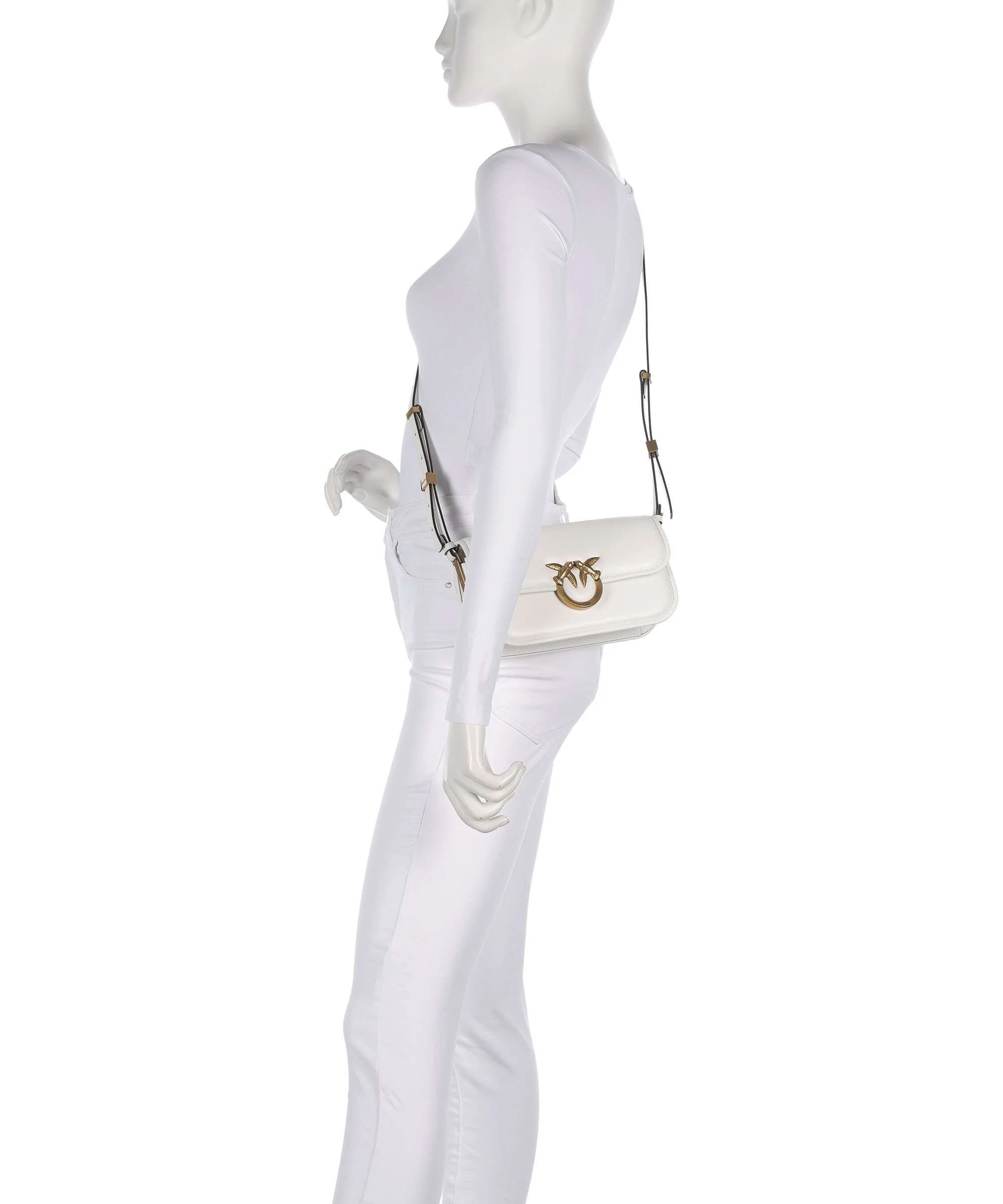 Pinko Love Box Horizontal Schoudertas bianco nembo/antique gold - Image 3