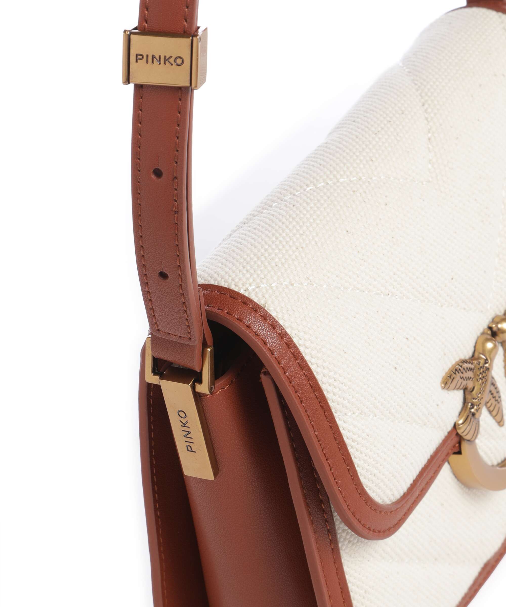 Pinko Love Box Mini Crossbody tas beige/marrone/antique gold - Image 4