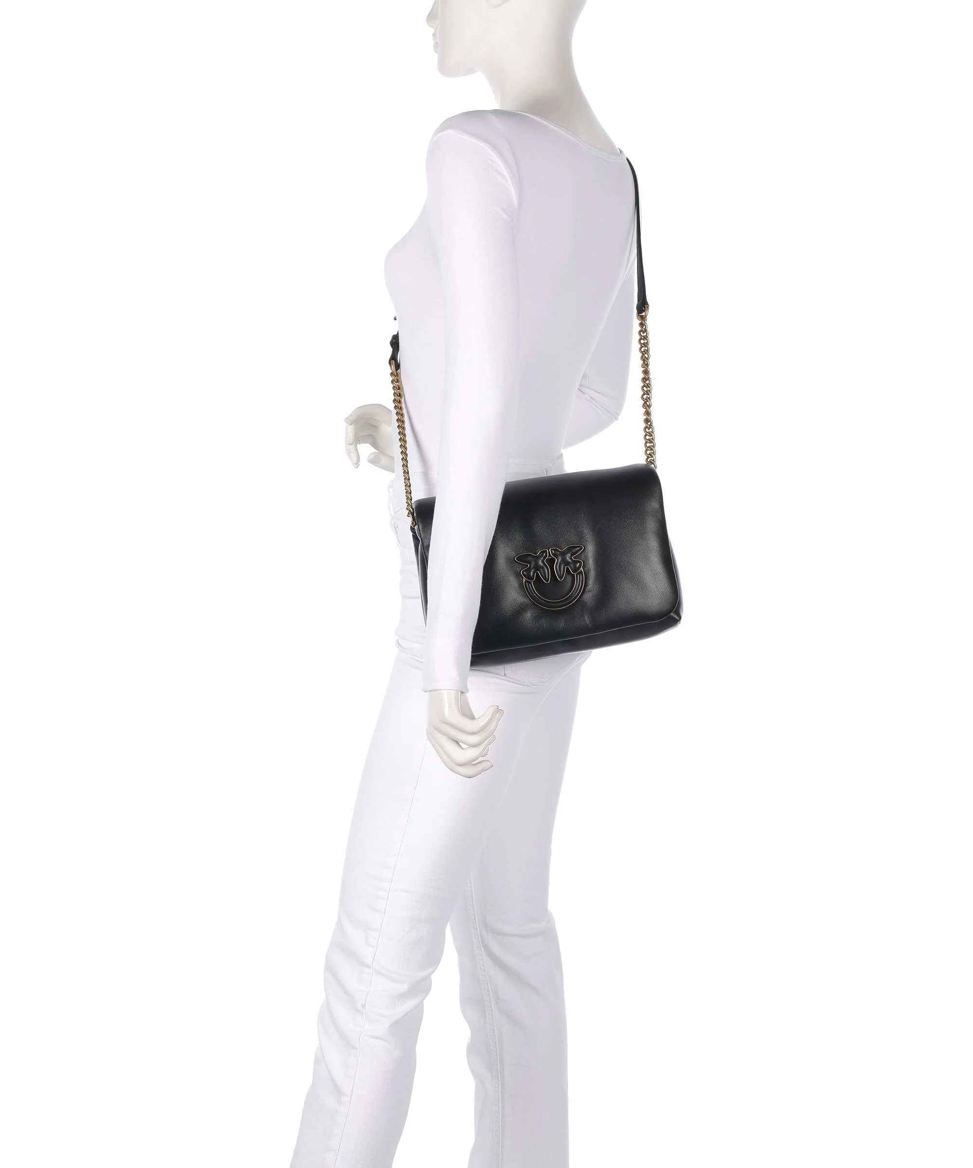 Pinko Love Click Puff Classic Crossbody tas nero/antique gold - Image 3